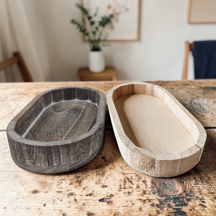 Rustic Wood Trinket Tray | Farmhouse Catchall Dish