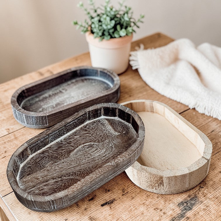 Rustic Wood Trinket Tray | Farmhouse Catchall Dish