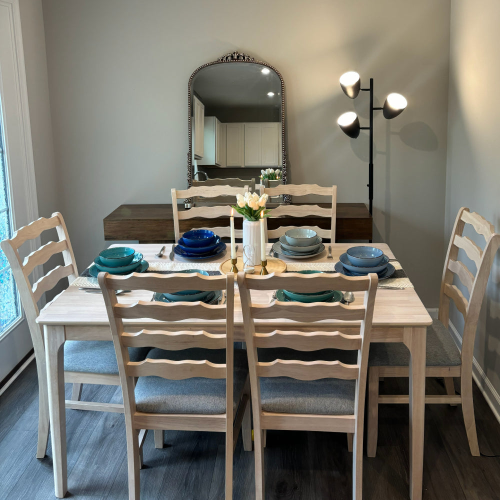 Farmhouse Dining Table Set with Upholstered Chairs – Seats 4–6