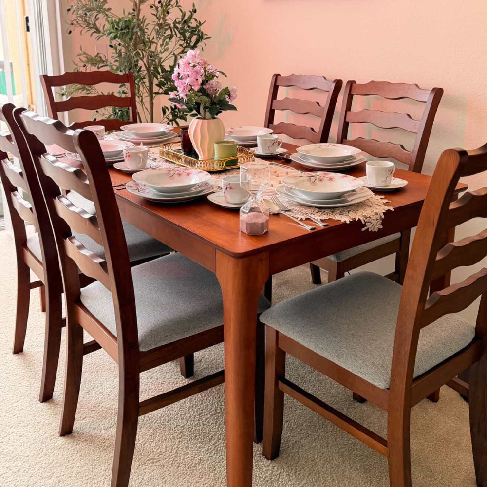 Farmhouse Dining Table Set with Upholstered Chairs – Seats 4–6