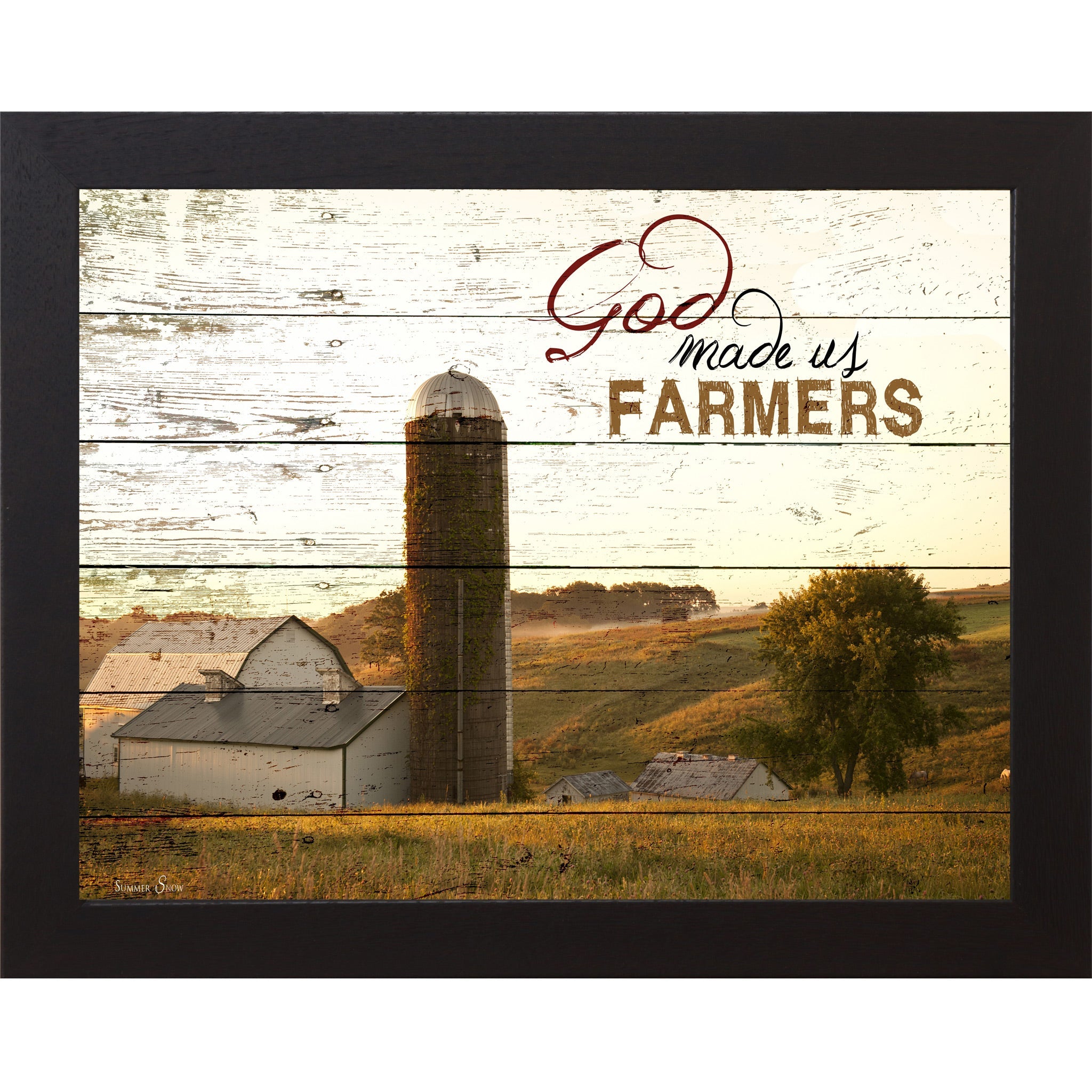 God Made Us Farmers Wall Art – White Barn Silo Farmhouse Landscape Decor (SSW9939)