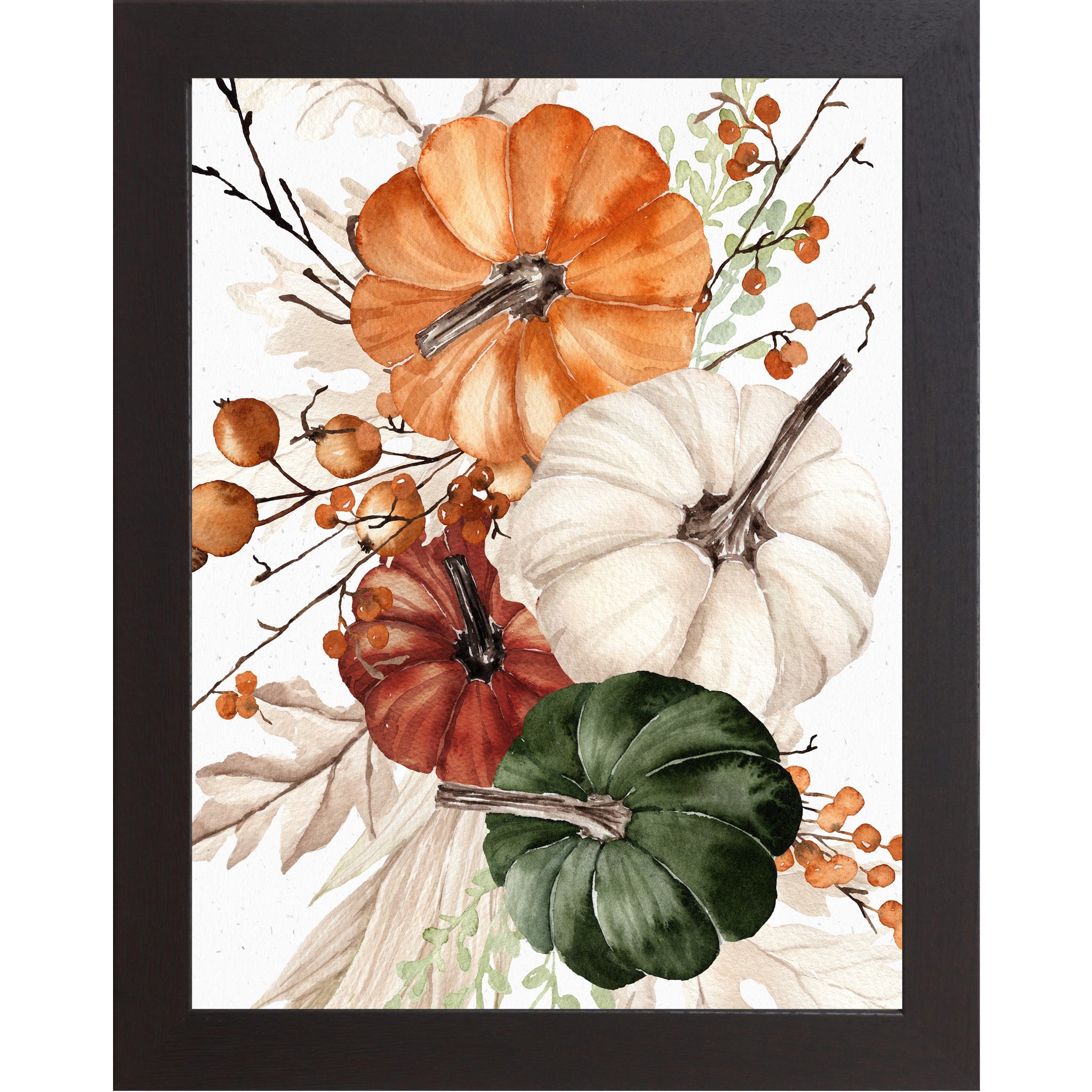 Pumpkin Bouquet Watercolor Wall Art – Farmhouse Fall Decor