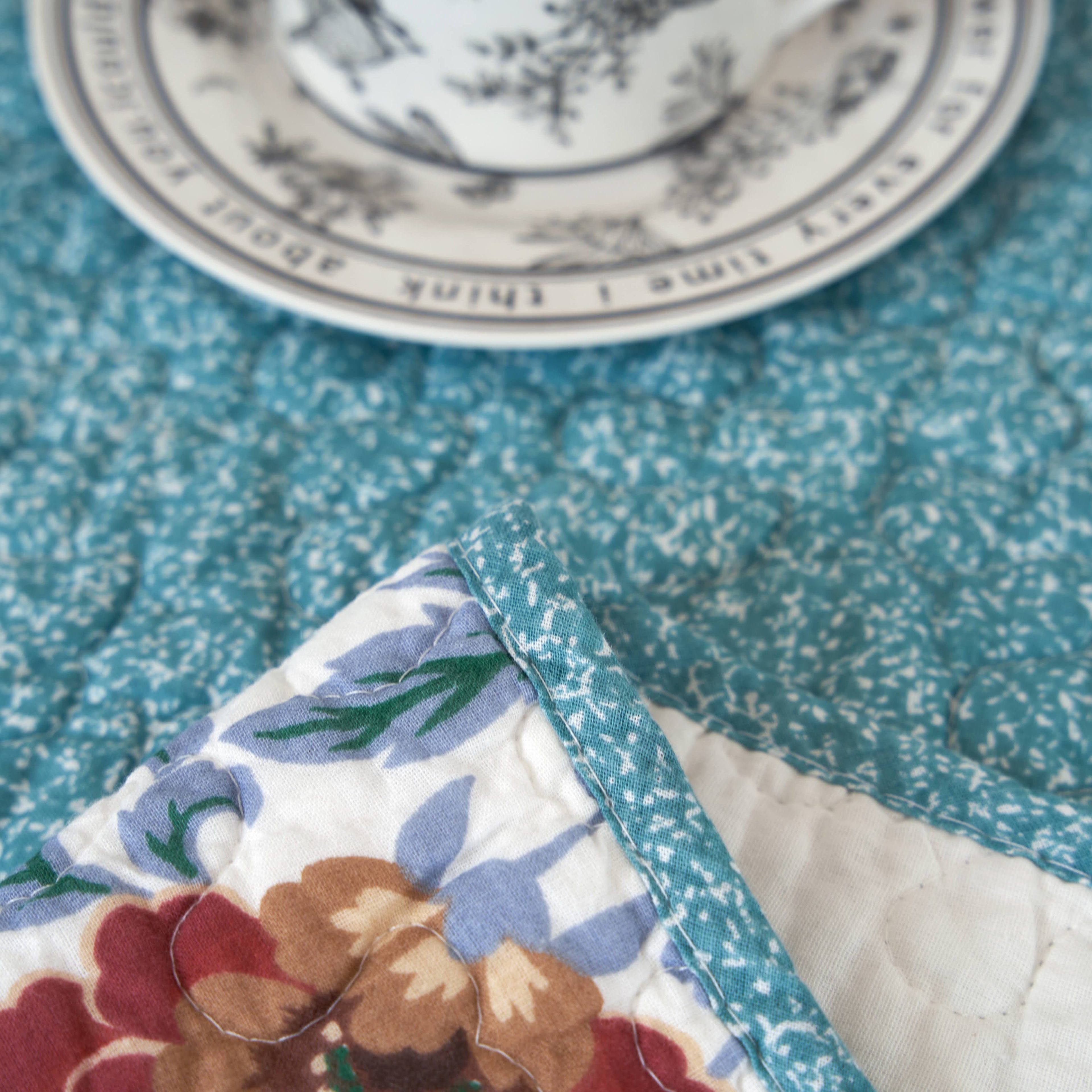 Vintage Garden Hummingbird Quilted Throw Blanket