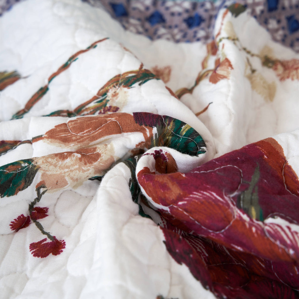 Vintage Garden Hummingbird Quilted Throw Blanket