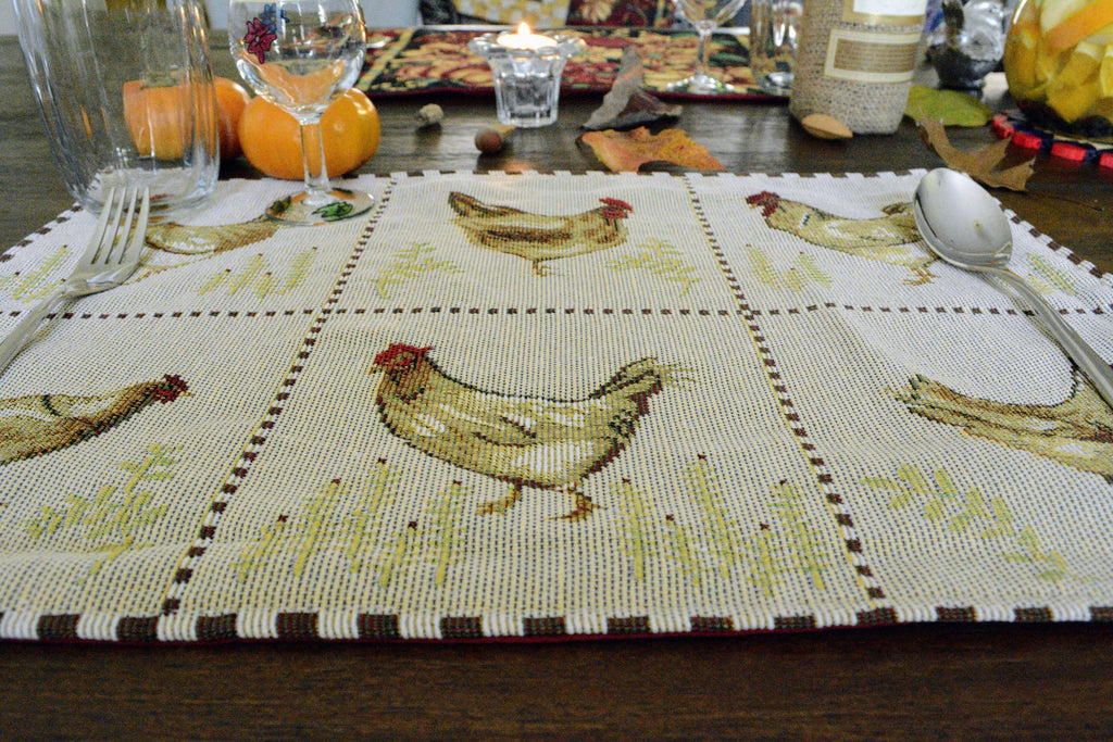 Farmhouse Rooster & Hen Woven Placemats