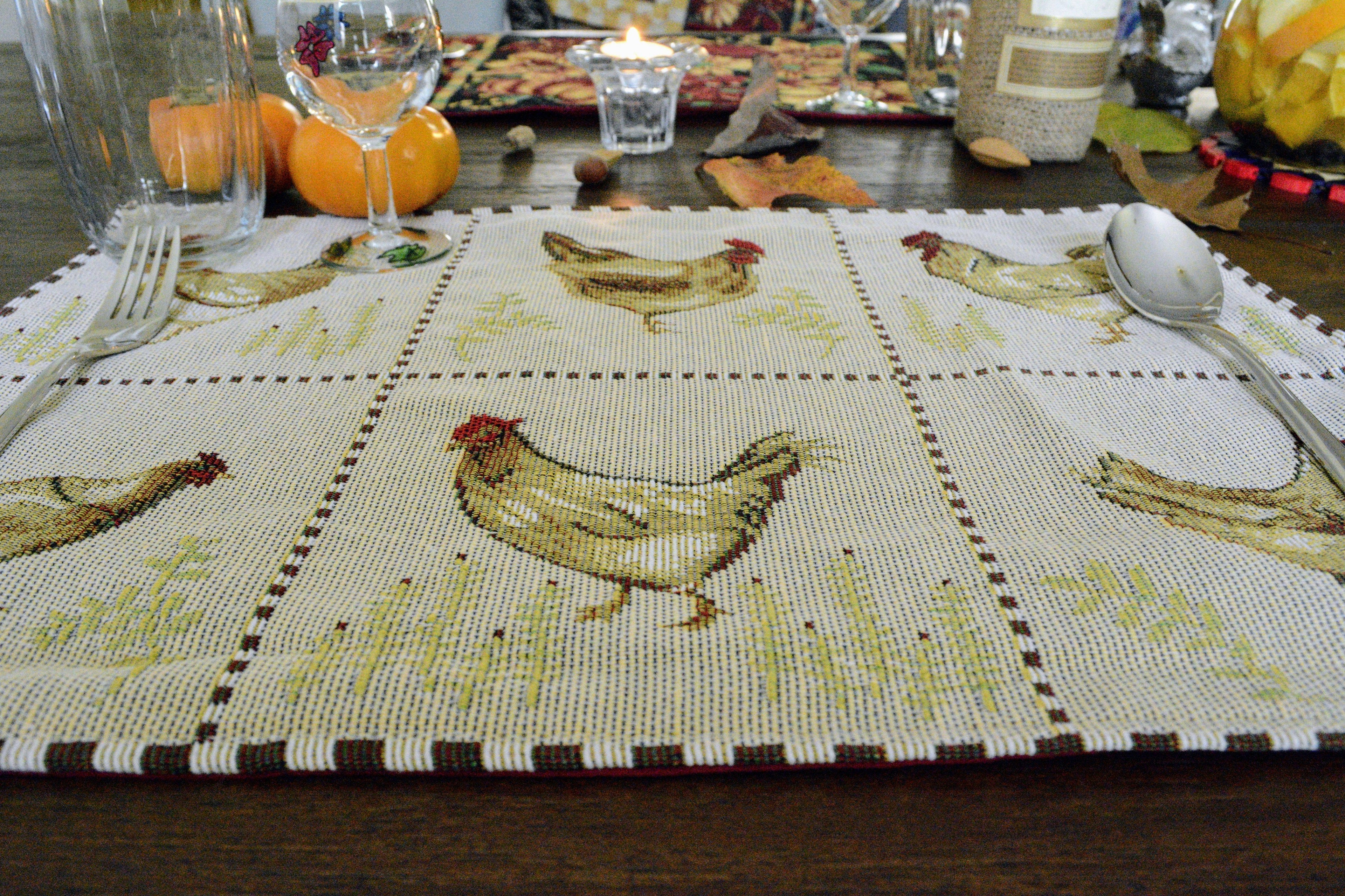 Farmhouse Rooster & Hen Woven Placemats