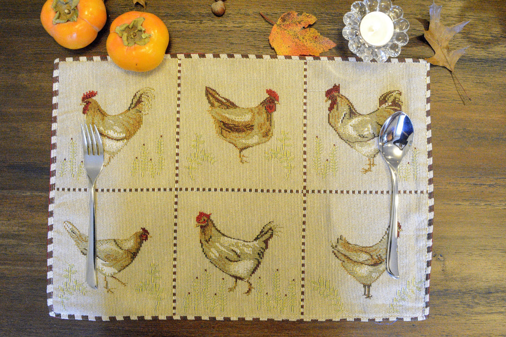 Farmhouse Rooster & Hen Woven Placemats