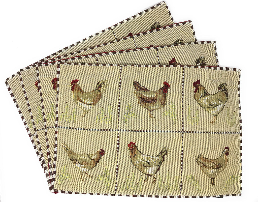 Farmhouse Rooster & Hen Woven Placemats