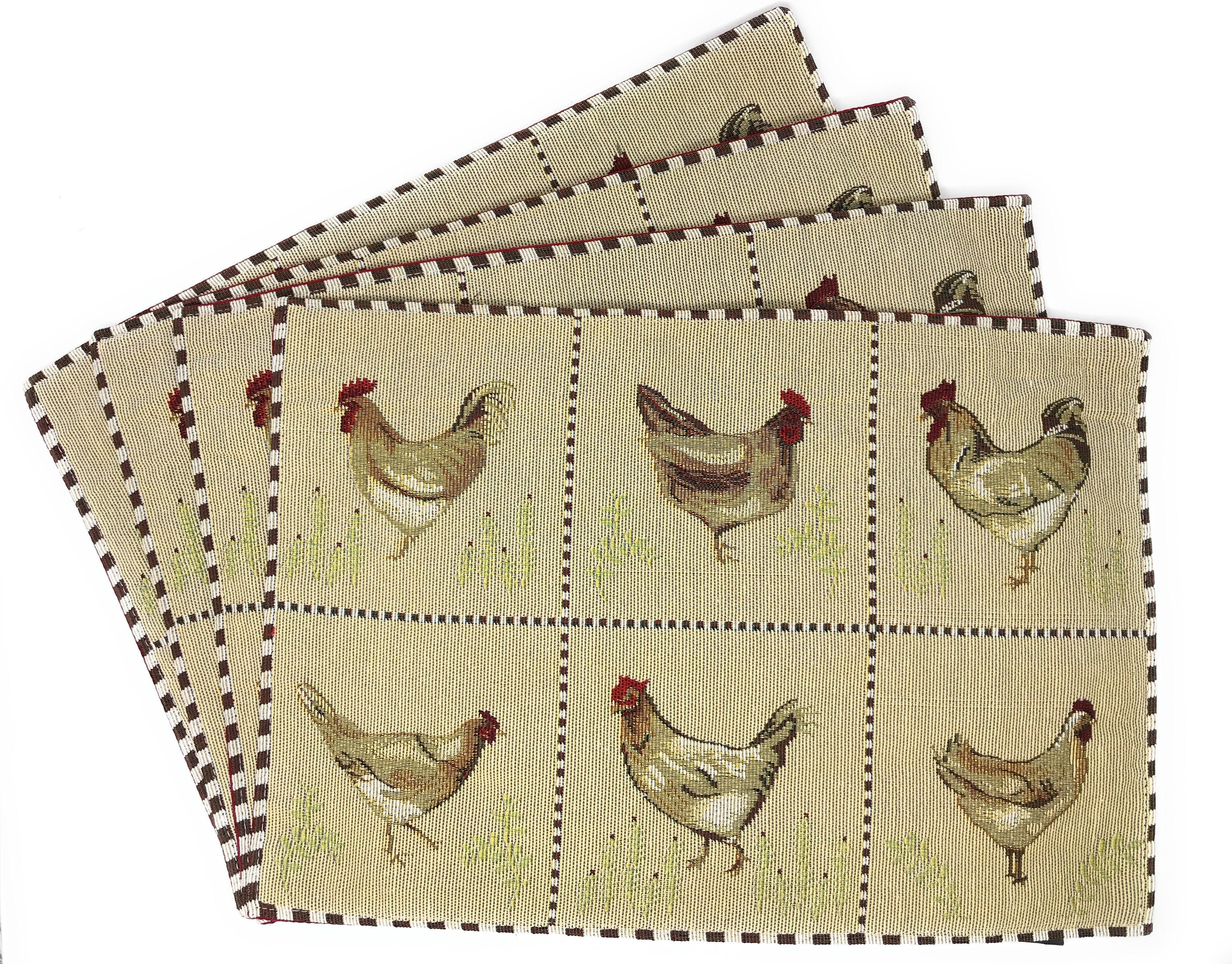Farmhouse Rooster & Hen Woven Placemats