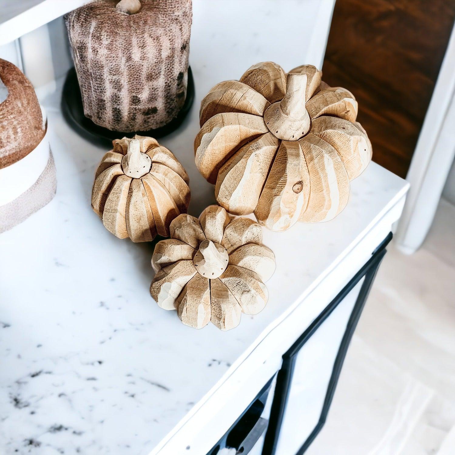Handcrafted Farmhouse Wooden Pumpkins | Fall Decor