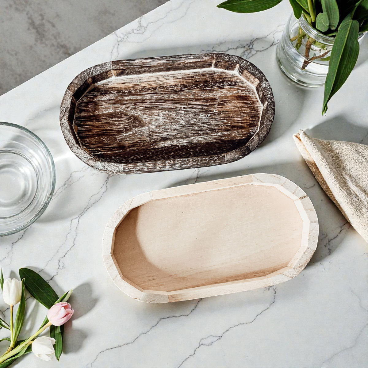 Rustic Wood Trinket Tray | Farmhouse Catchall Dish