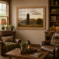 God Made Us Farmers Wall Art – White Barn Silo Farmhouse Landscape Decor (SSW9939)