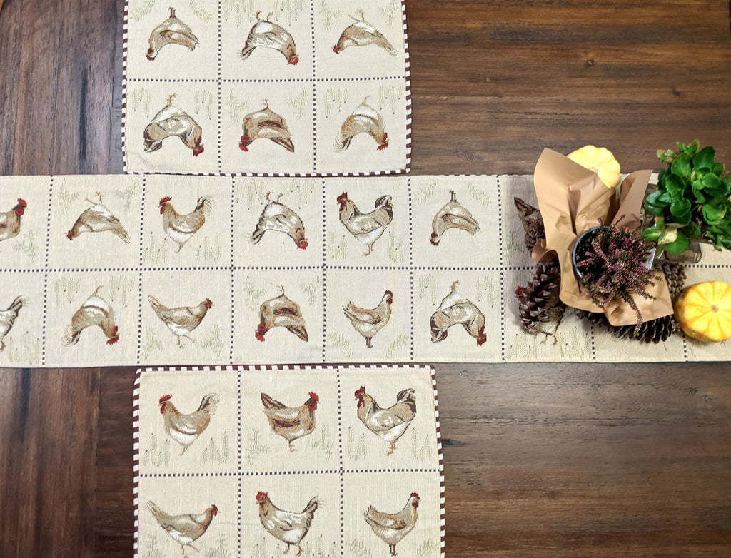 Farmhouse Rooster & Hen Woven Placemats