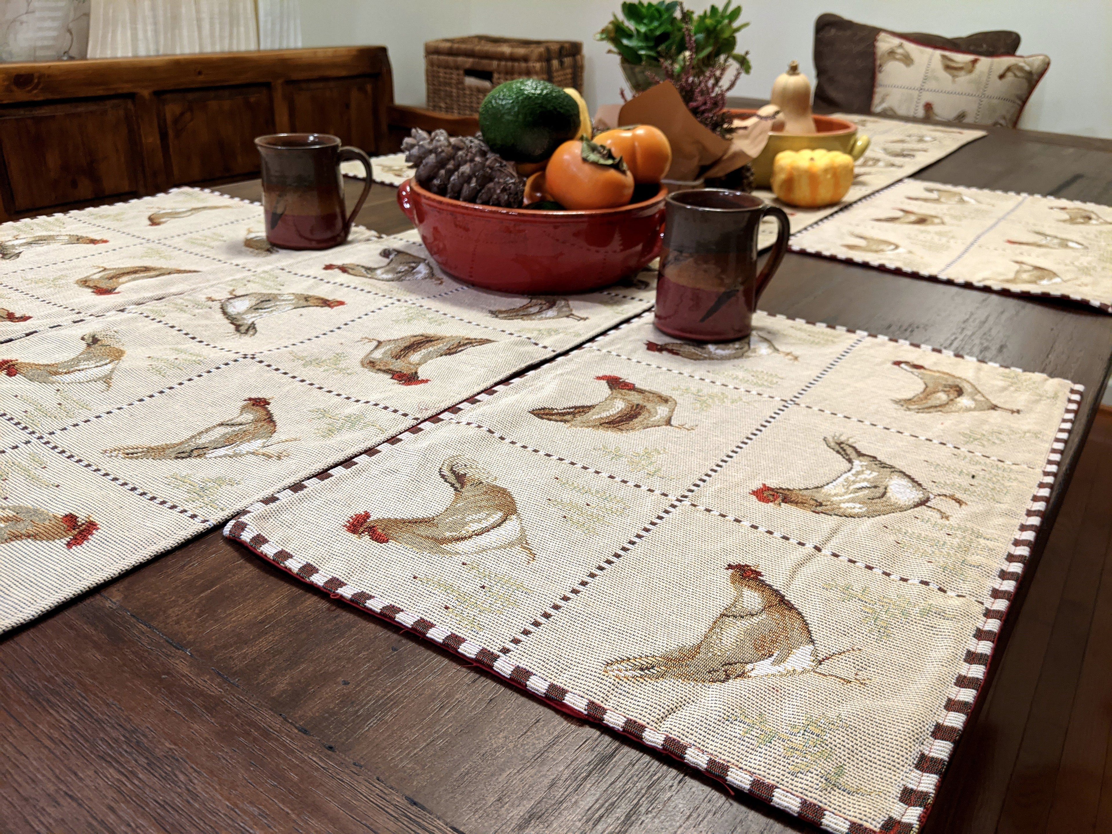 Farmhouse Rooster & Hen Woven Placemats
