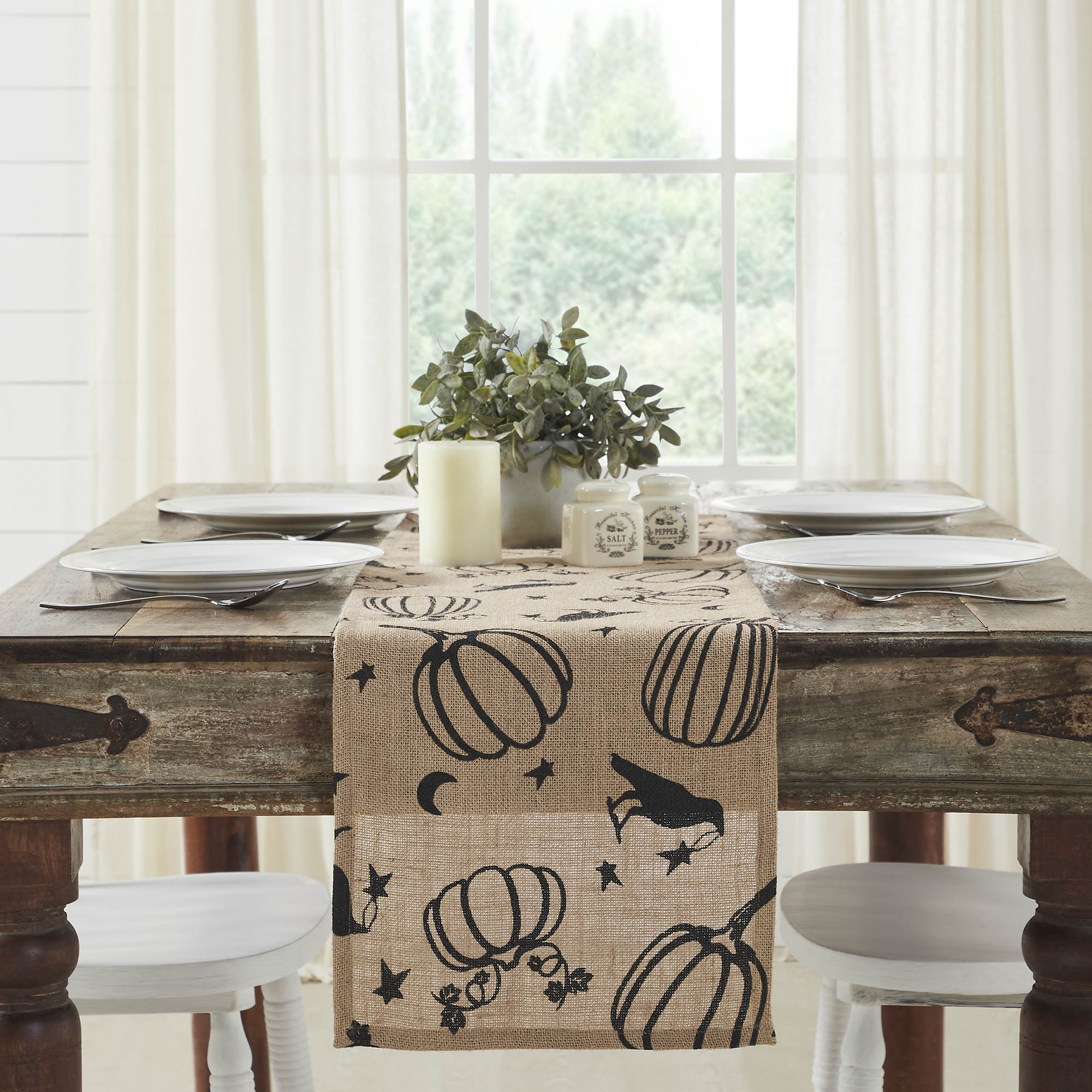 Midnight Harvest Pumpkin & Raven Table Runner