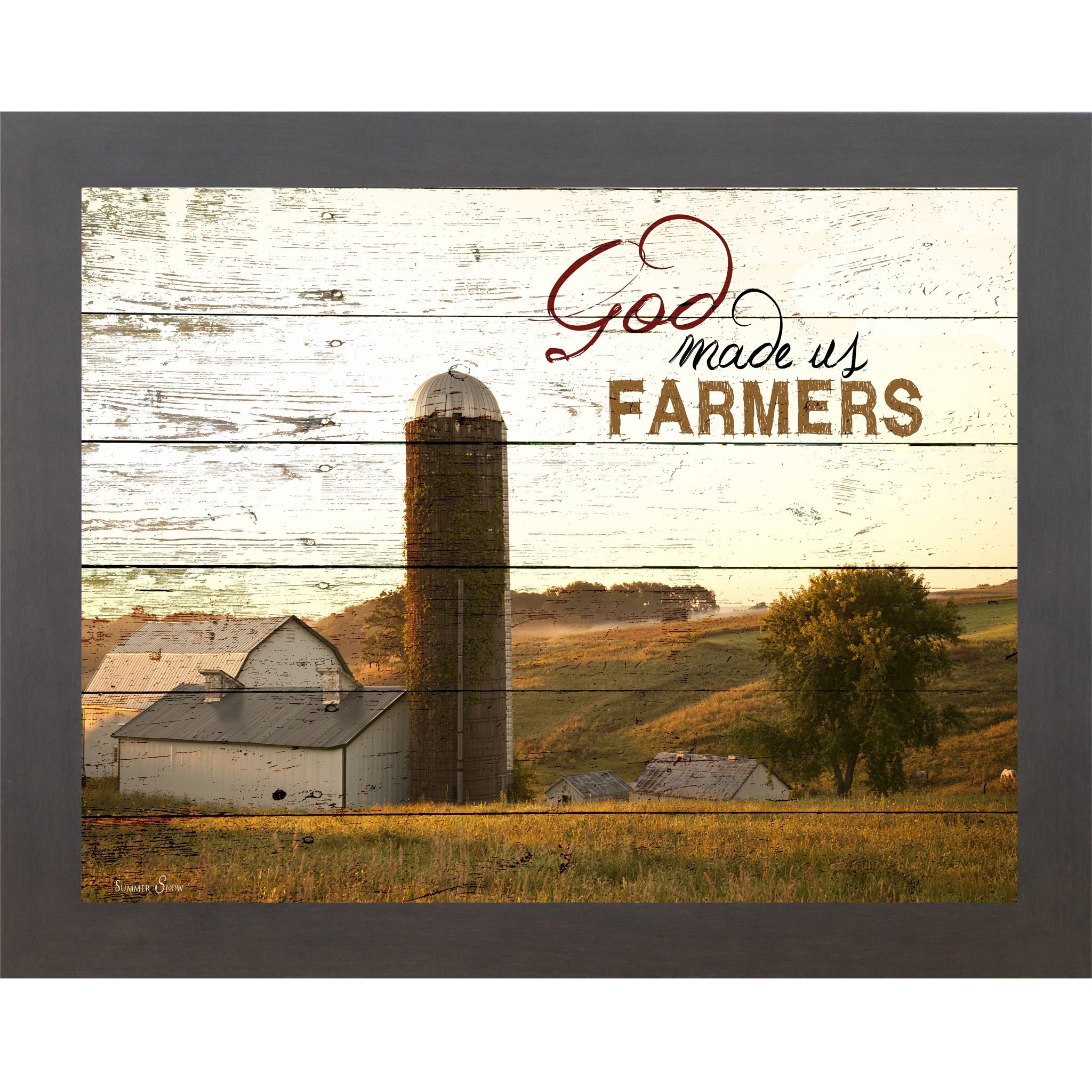 God Made Us Farmers Wall Art – White Barn Silo Farmhouse Landscape Decor (SSW9939)