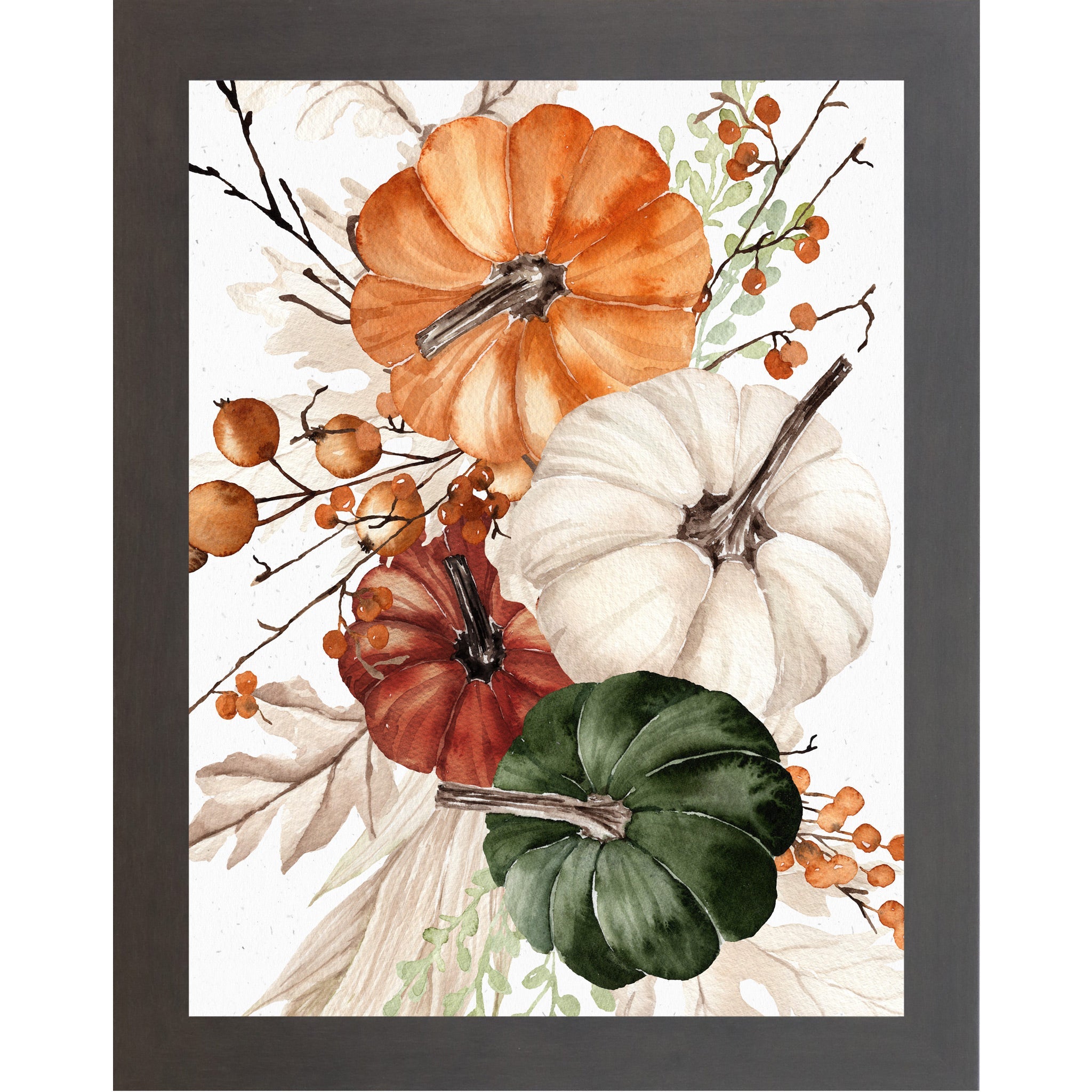 Pumpkin Bouquet Watercolor Wall Art – Farmhouse Fall Decor