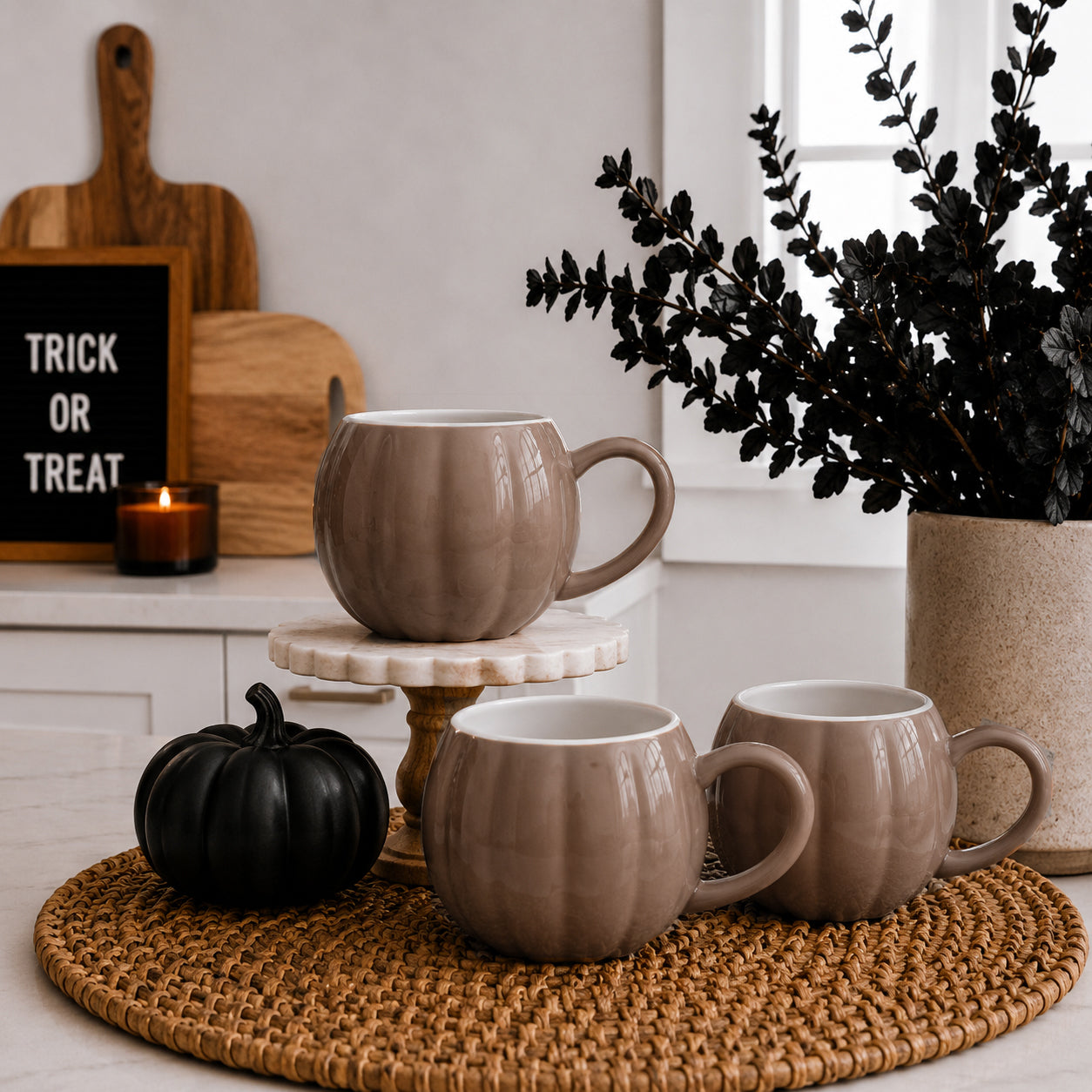Brown Pumpkin Shaped Ceramic Mug | Cozy Fall Coffee Cup