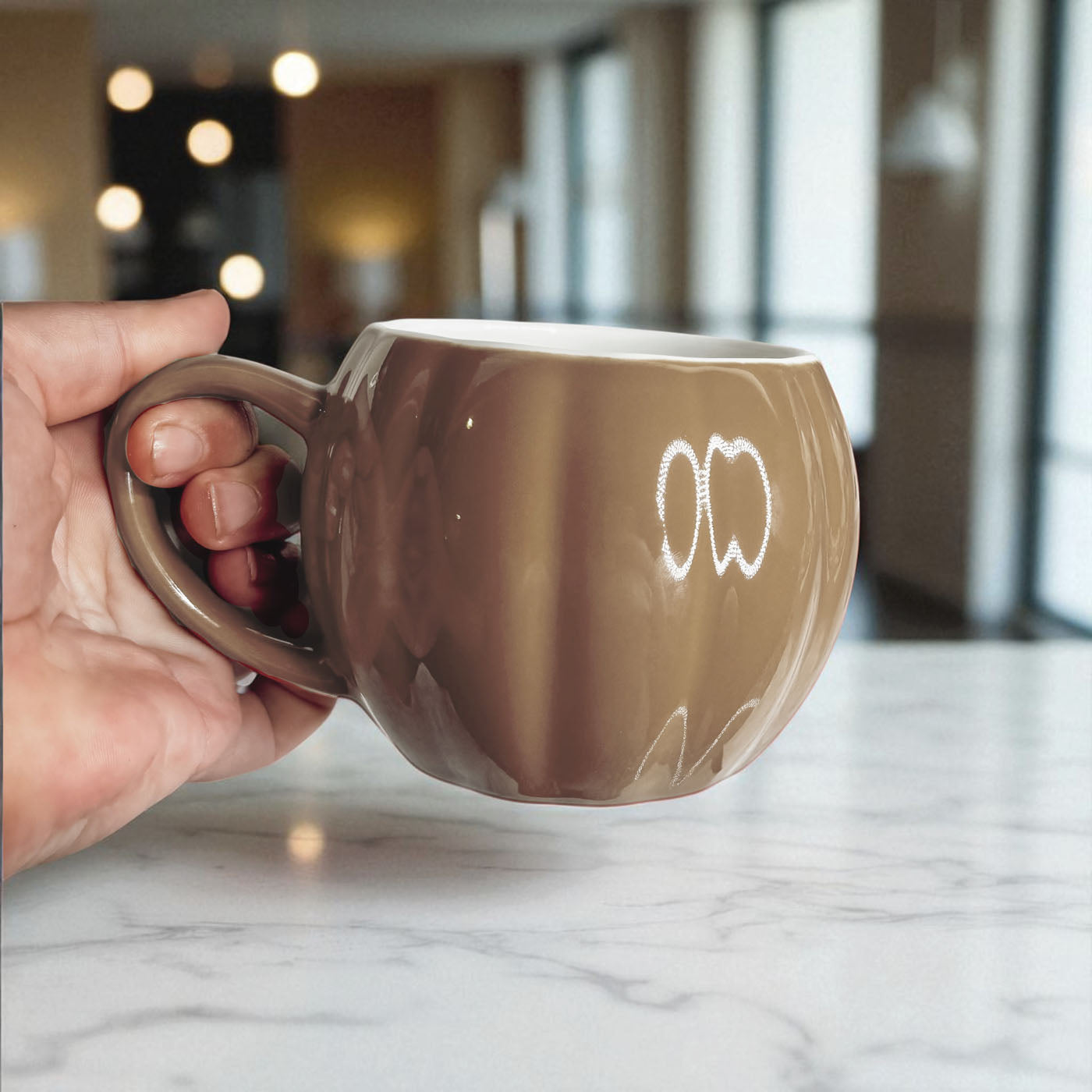 Brown Pumpkin Shaped Ceramic Mug | Cozy Fall Coffee Cup