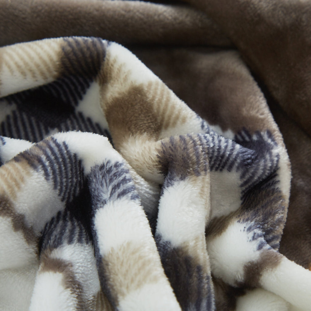 Tache Buttermilk Fall Yellow Brown Farmhouse Super Soft Plaid Patchwork Throw Blanket (4026)