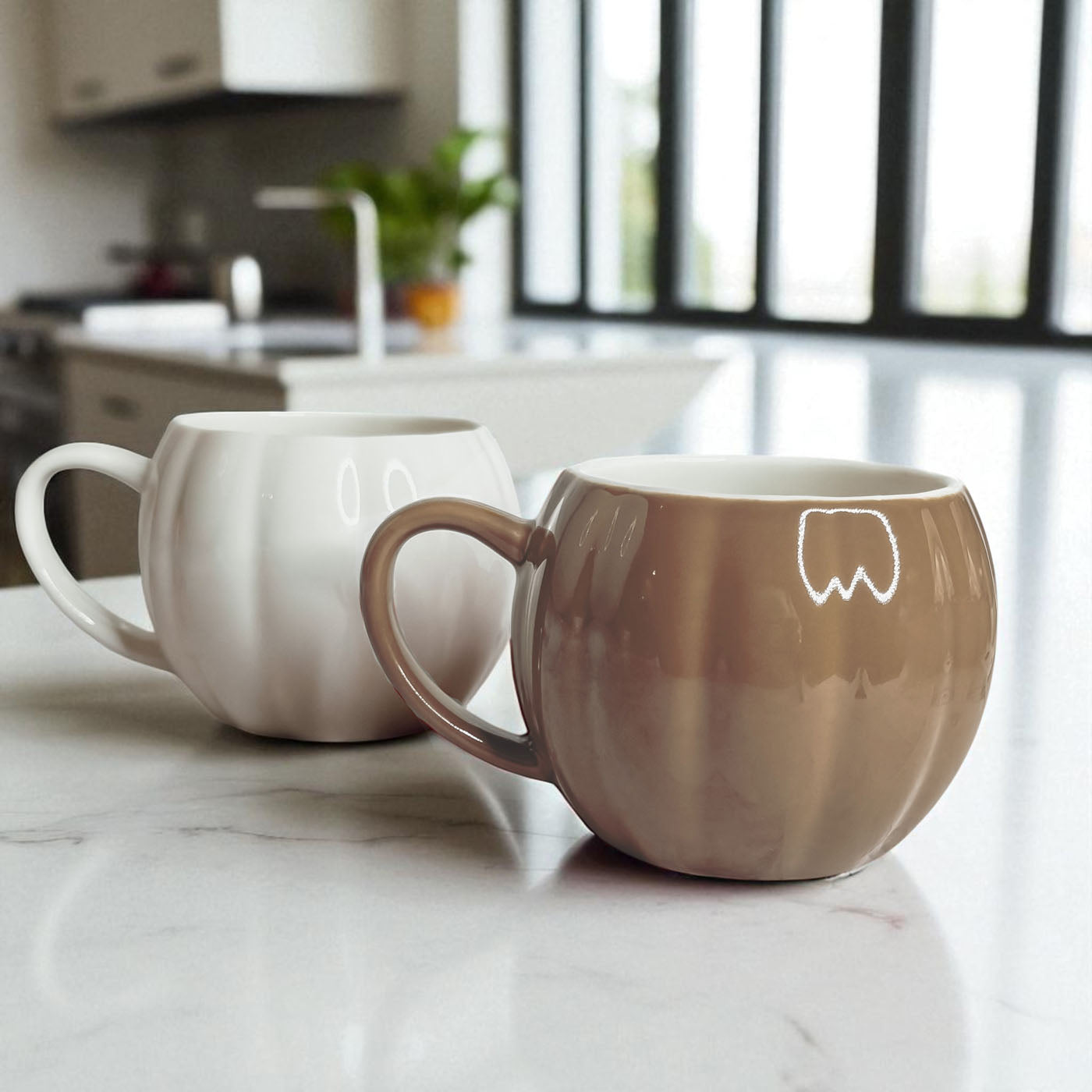 Brown Pumpkin Shaped Ceramic Mug | Cozy Fall Coffee Cup
