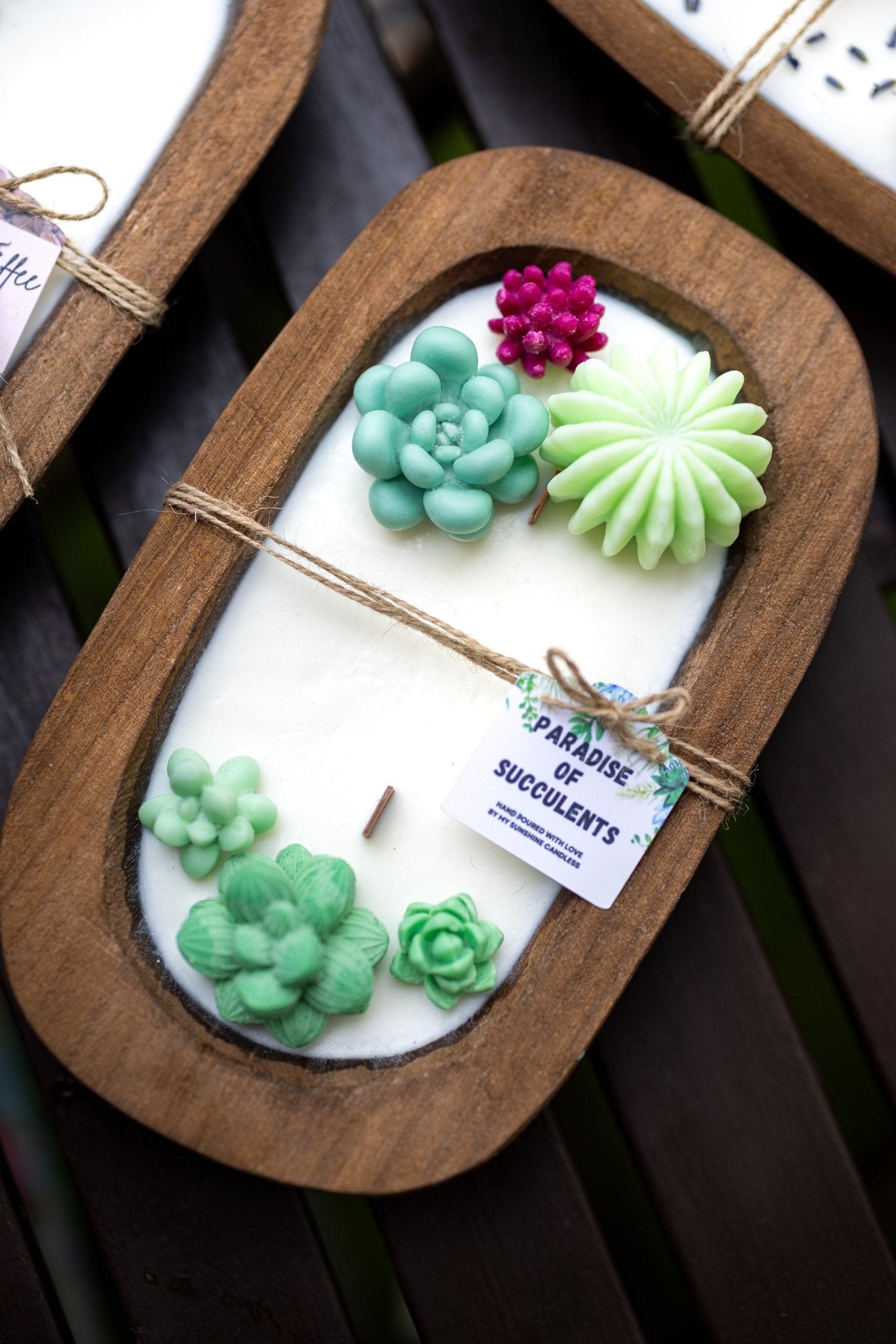 Succulent Dough Bowl Candle – Rustic Farmhouse Soy Candle