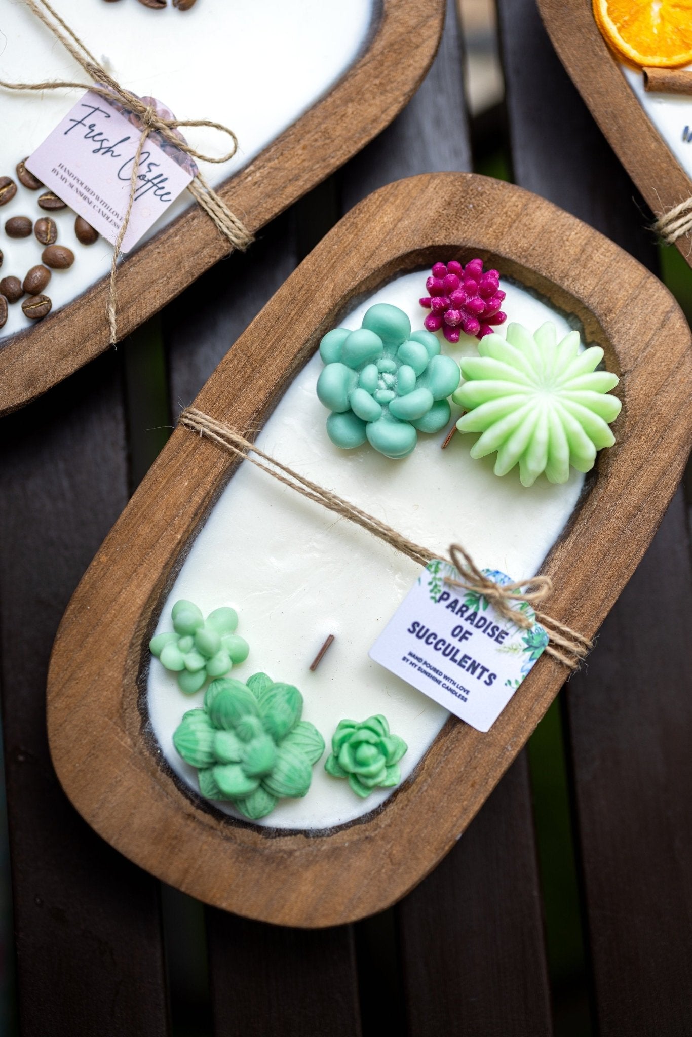 Succulent Dough Bowl Candle – Rustic Farmhouse Soy Candle