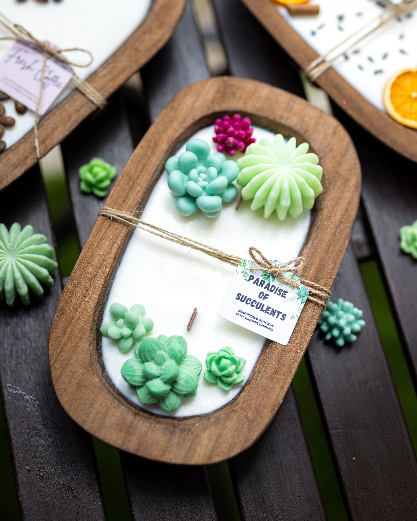 Succulent Dough Bowl Candle – Rustic Farmhouse Soy Candle