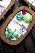 Succulent Dough Bowl Candle – Rustic Farmhouse Soy Candle