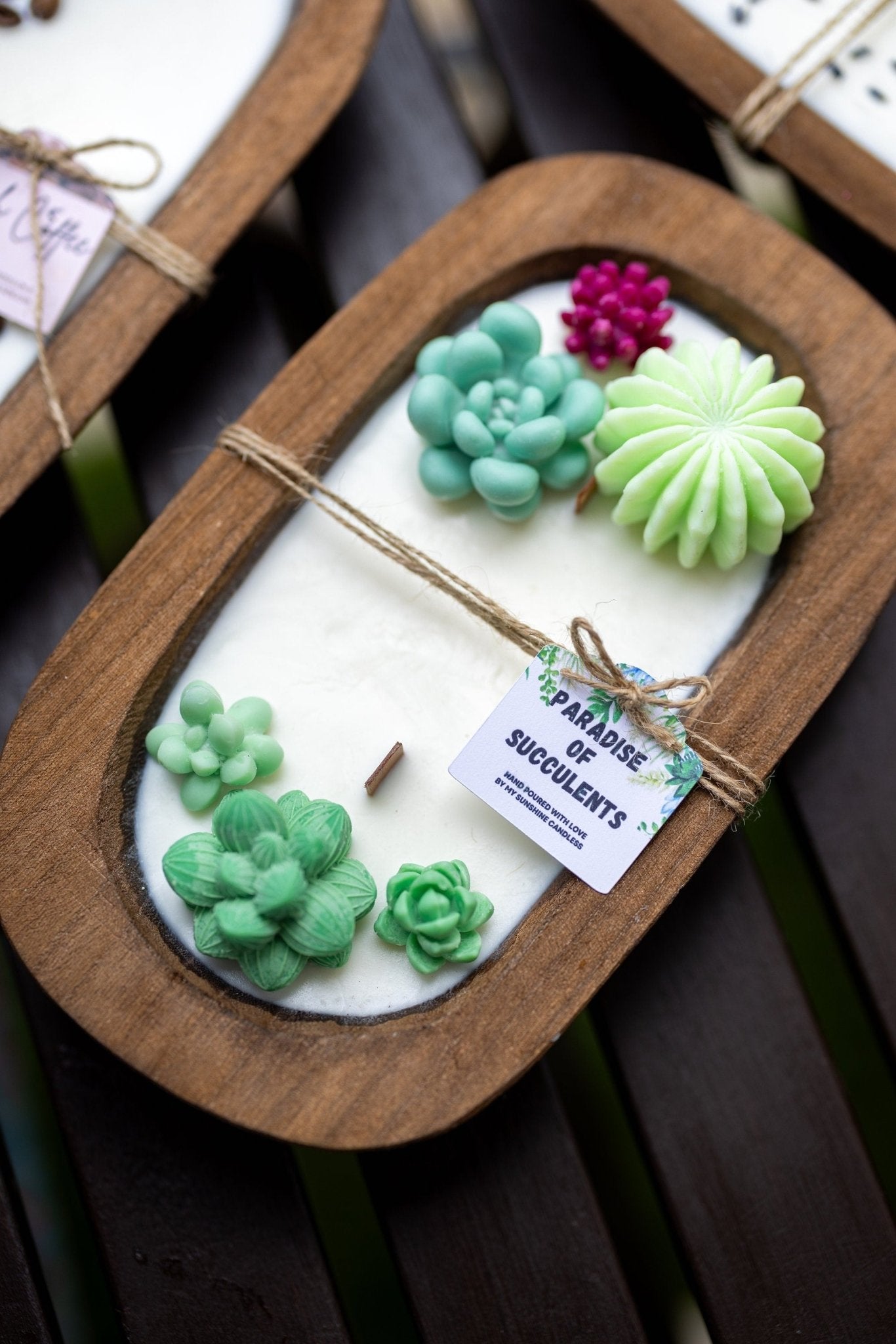 Succulent Dough Bowl Candle – Rustic Farmhouse Soy Candle