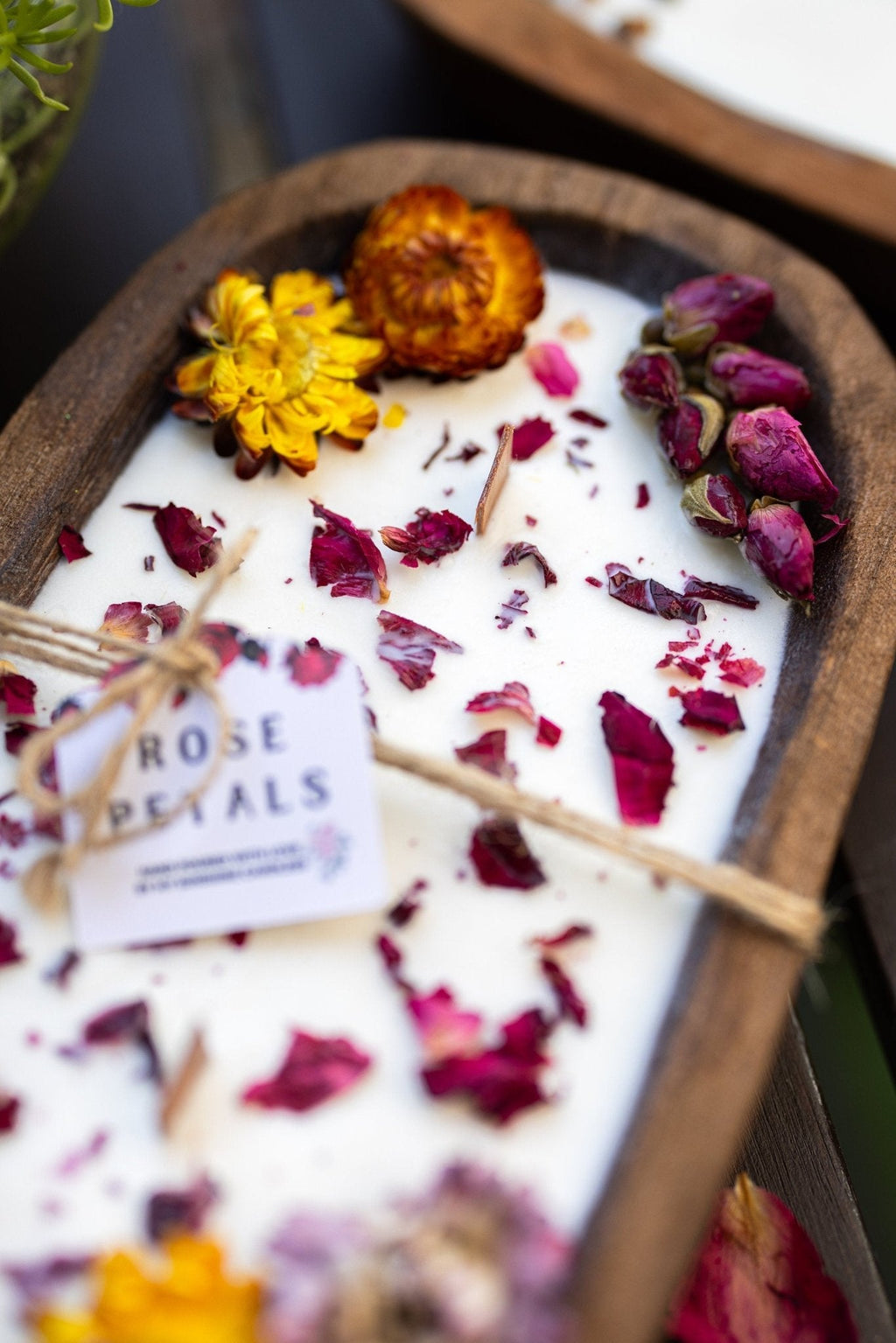 Rose Petal Dough Bowl Candle – Hand-Poured Farmhouse Soy Candle