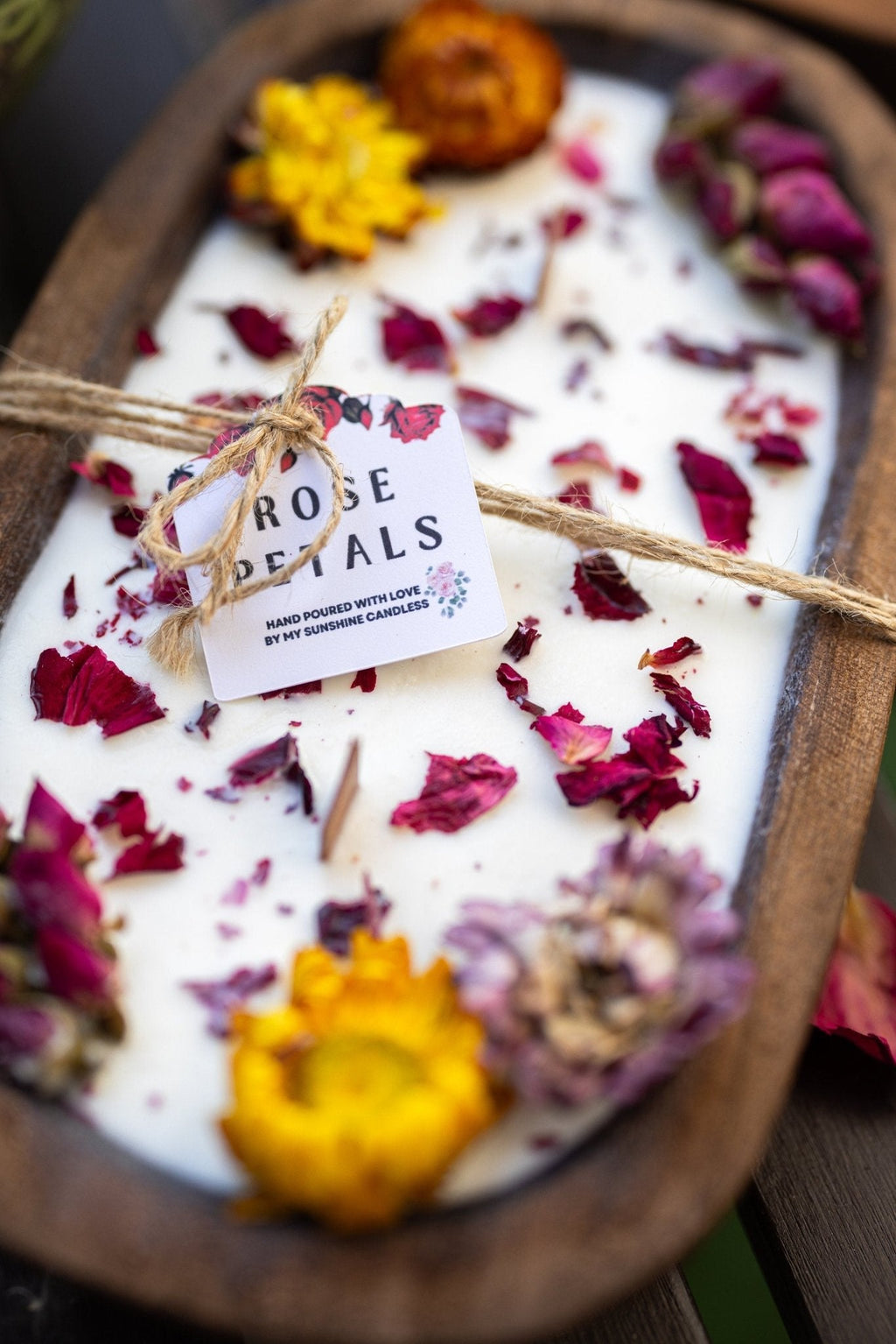 Rose Petal Dough Bowl Candle – Hand-Poured Farmhouse Soy Candle