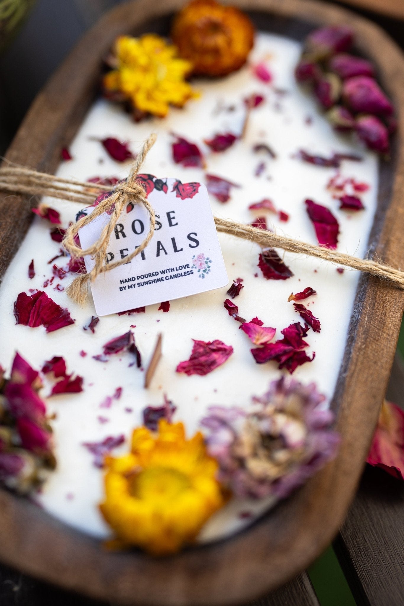 Rose Petal Dough Bowl Candle – Hand-Poured Farmhouse Soy Candle