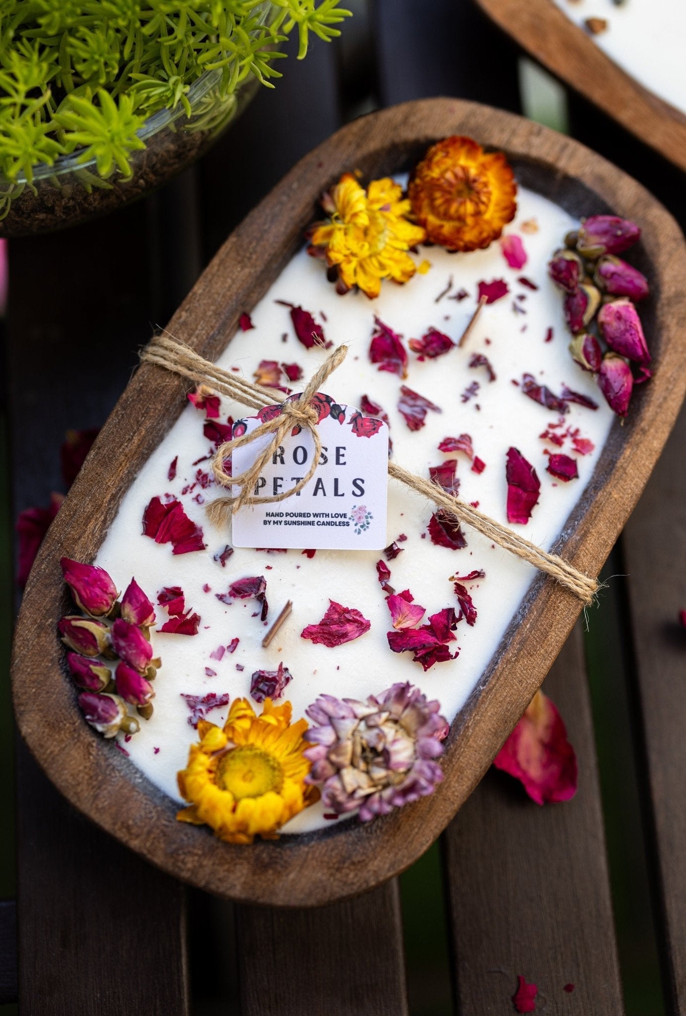 Rose Petal Dough Bowl Candle – Hand-Poured Farmhouse Soy Candle