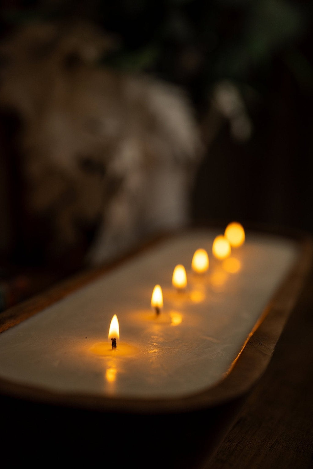 Extra Large 6-Wick Dough Bowl Candle – Hand-Carved Farmhouse Centerpiece