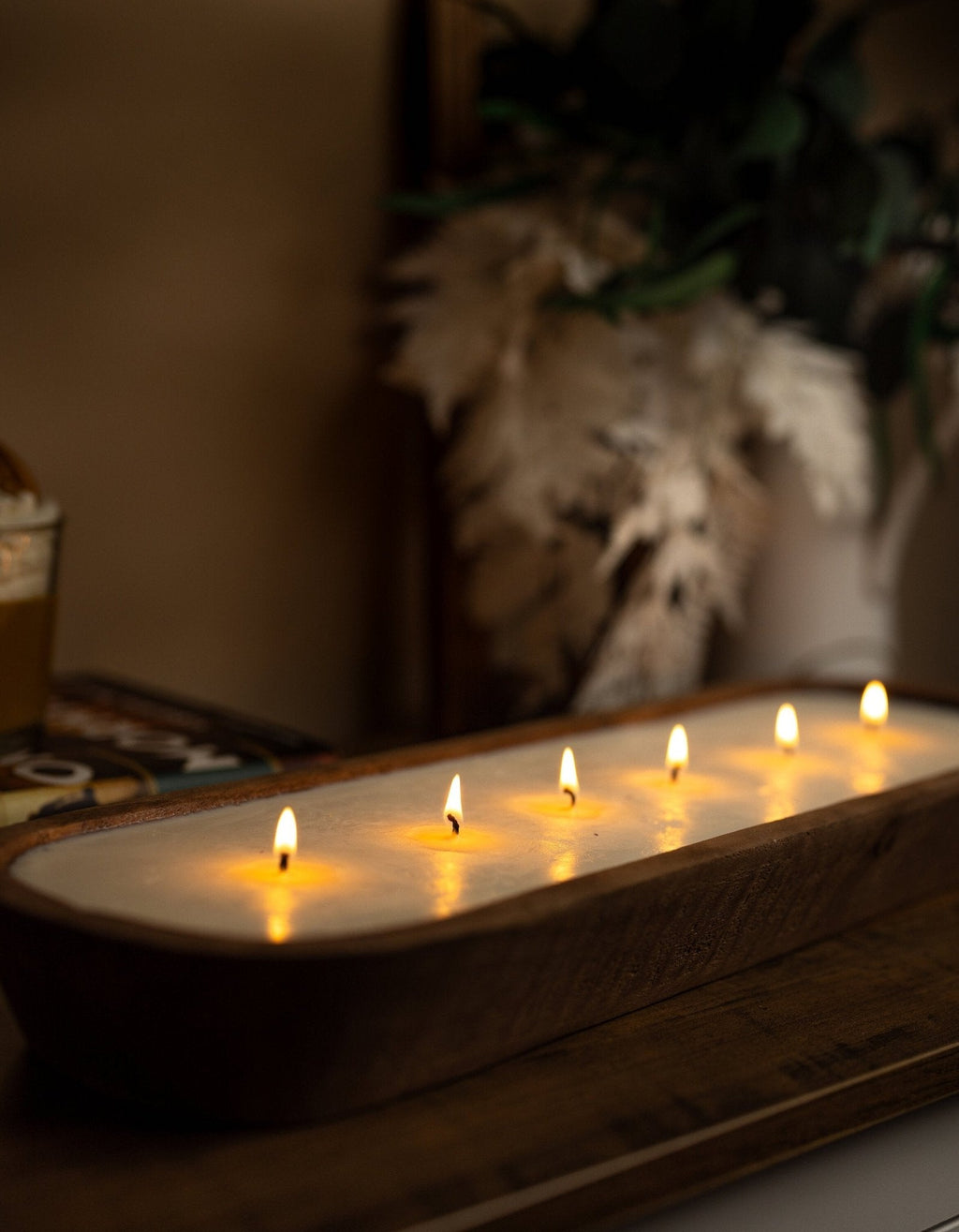 Extra Large 6-Wick Dough Bowl Candle – Hand-Carved Farmhouse Centerpiece