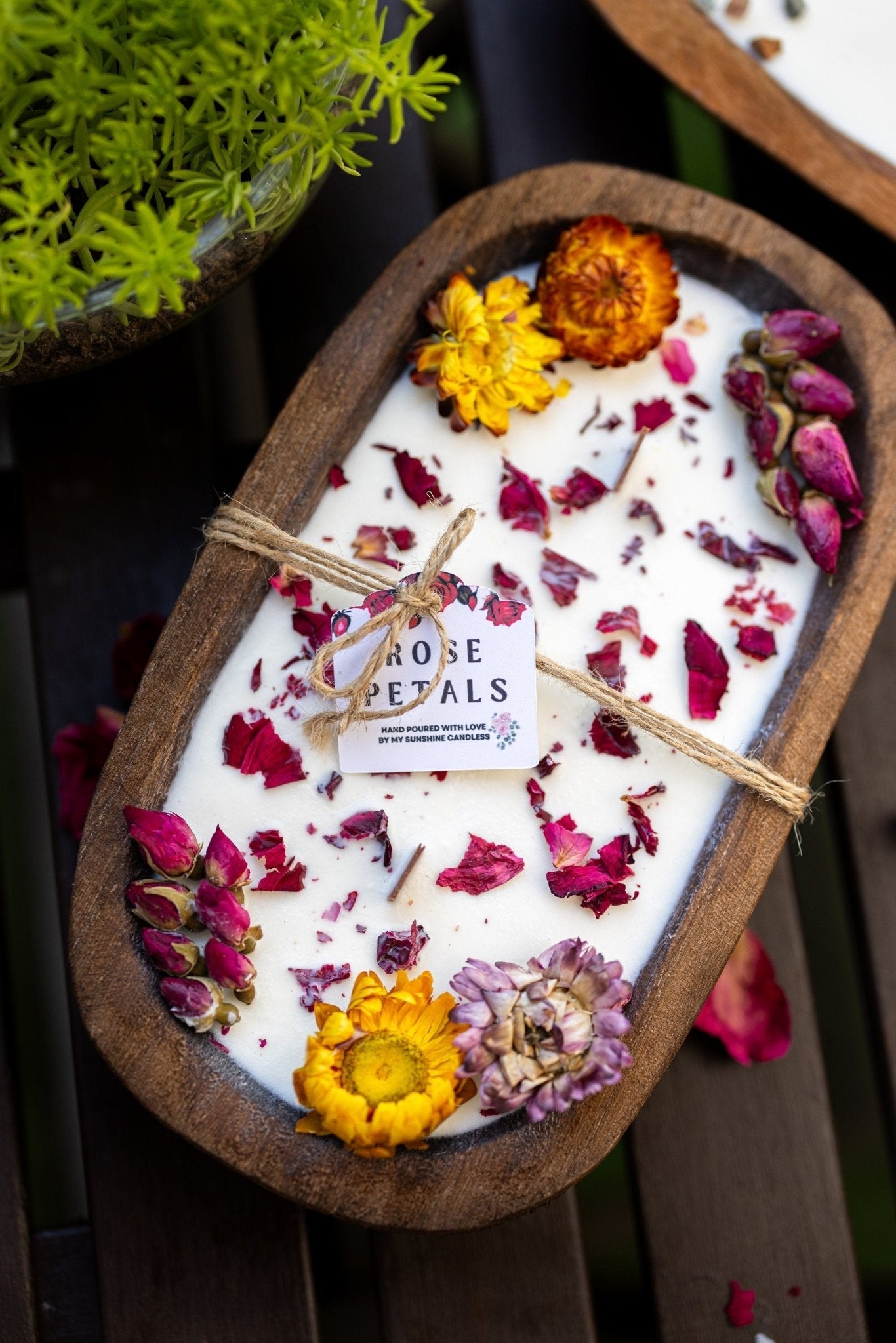 Rose Petal Dough Bowl Candle – Hand-Poured Farmhouse Soy Candle