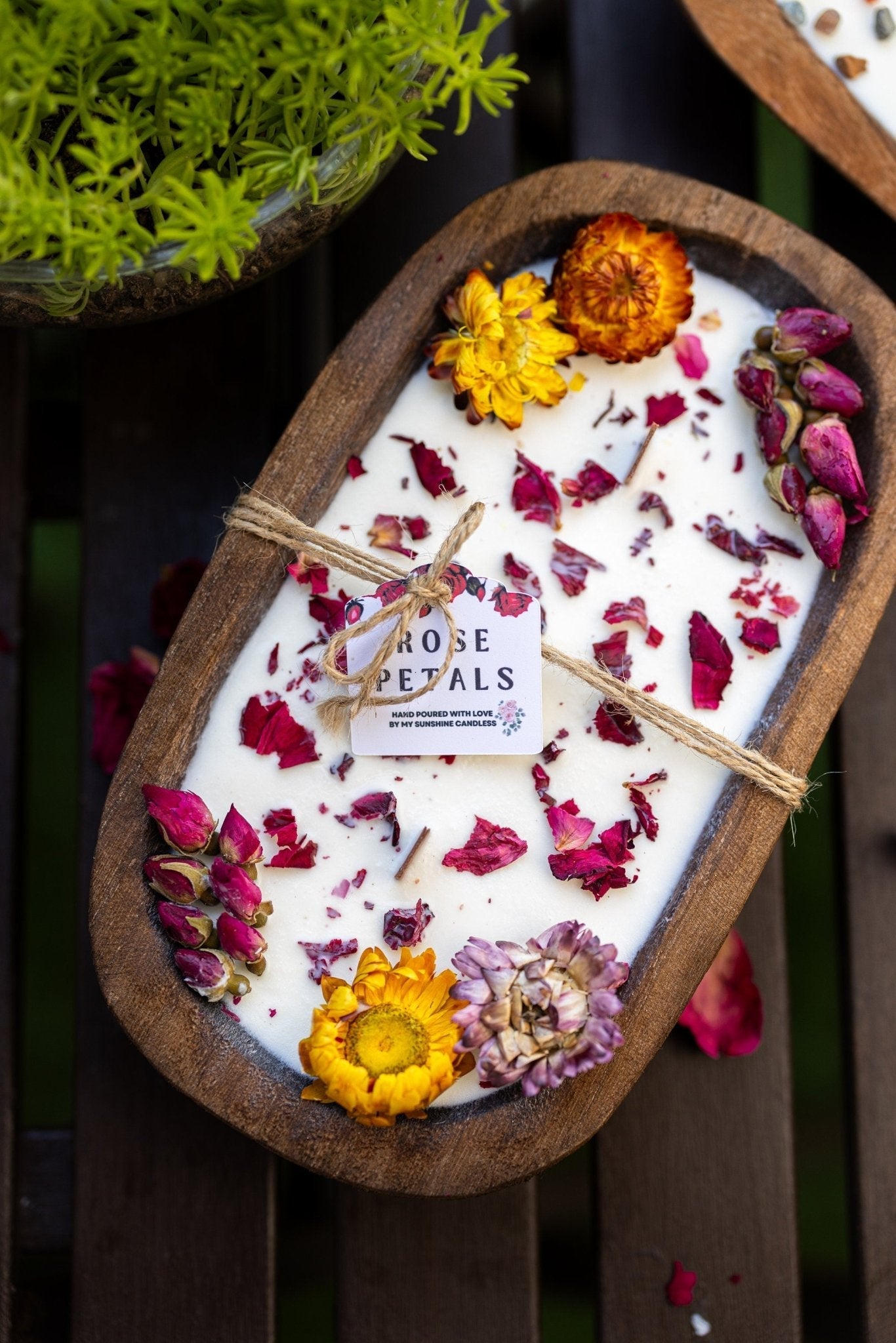 Rose Petal Dough Bowl Candle – Hand-Poured Farmhouse Soy Candle