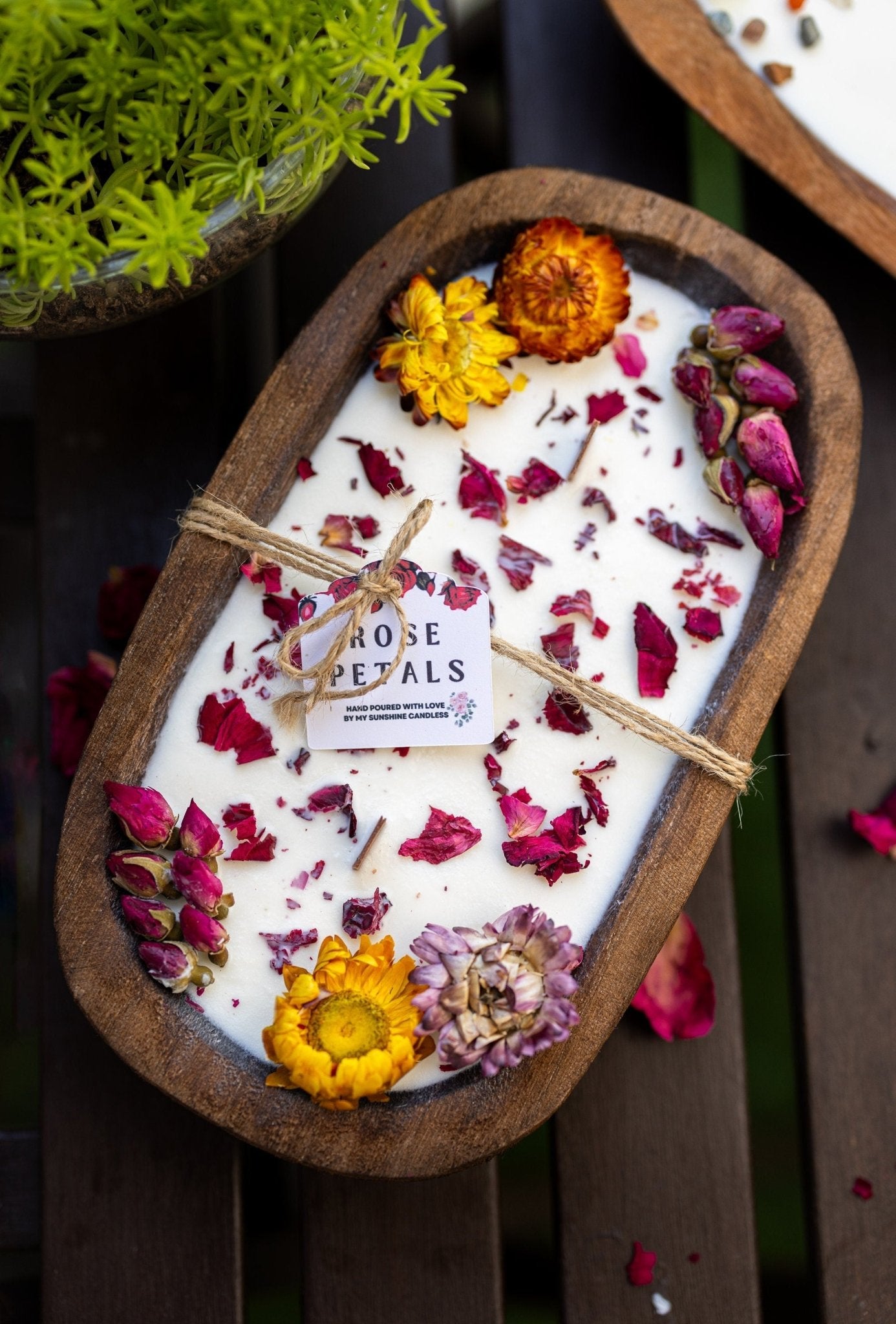 Rose Petal Dough Bowl Candle – Hand-Poured Farmhouse Soy Candle