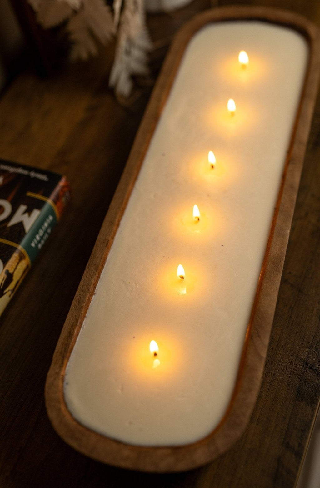 Extra Large 6-Wick Dough Bowl Candle – Hand-Carved Farmhouse Centerpiece