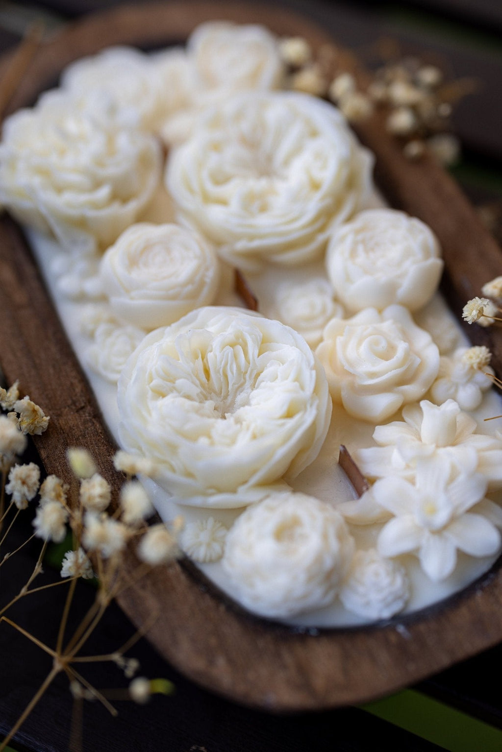 White Floral Dough Bowl Candle | Hand-Poured Soy Candle