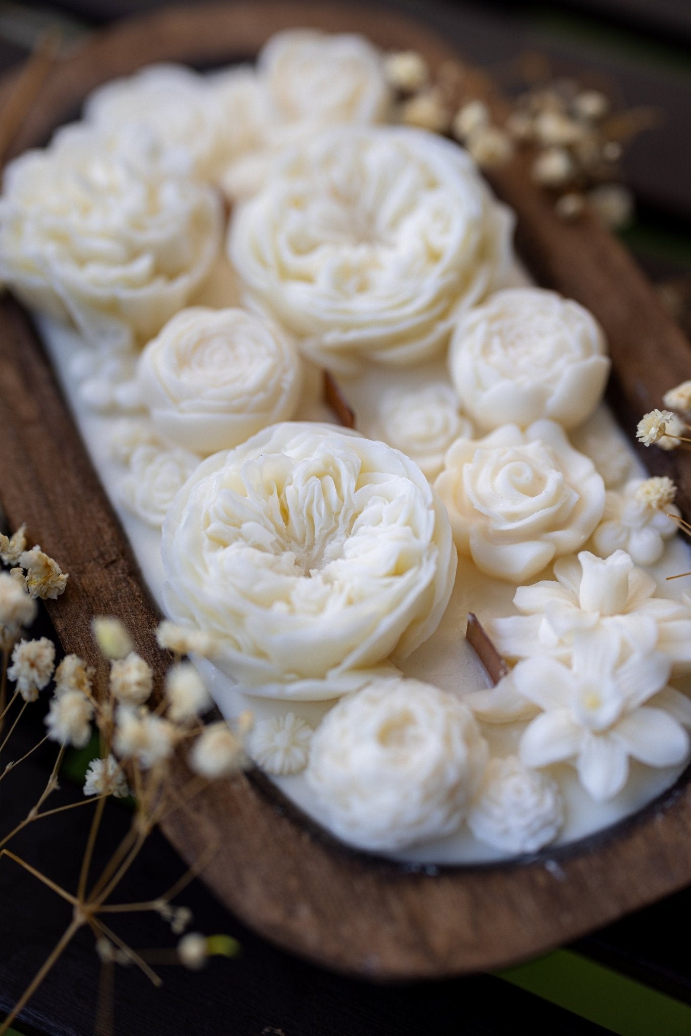 White Floral Dough Bowl Candle | Hand-Poured Soy Candle