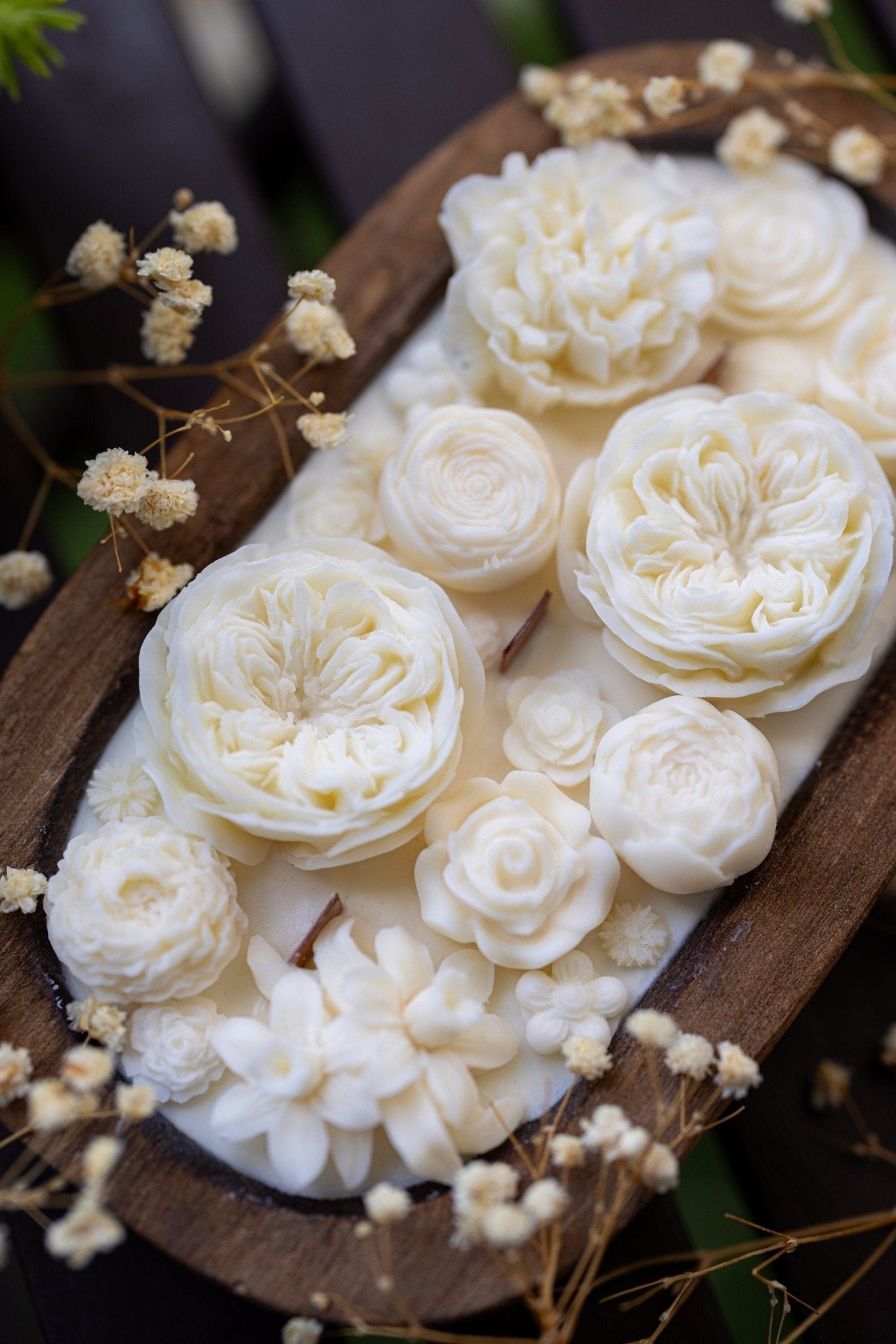 White Floral Dough Bowl Candle | Hand-Poured Soy Candle
