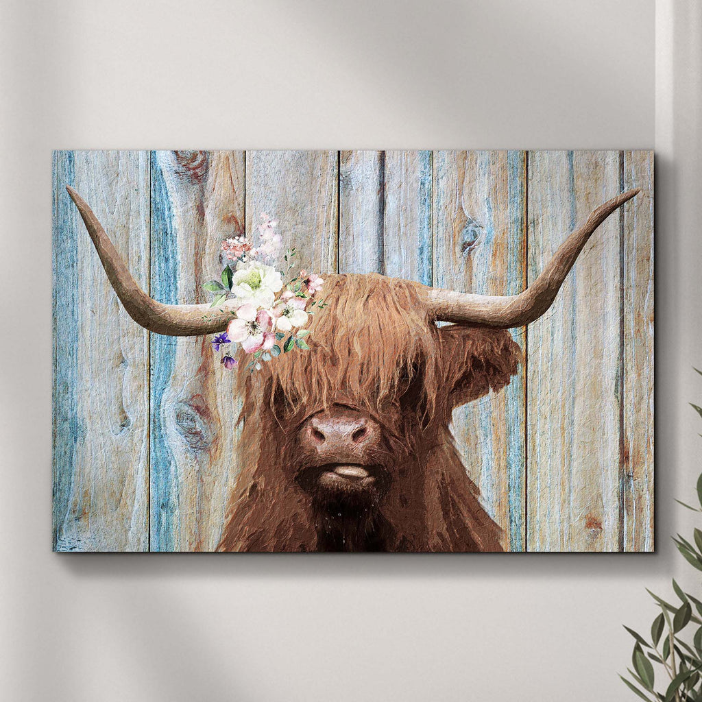 Highland Cow Rustic Canvas Wall Art