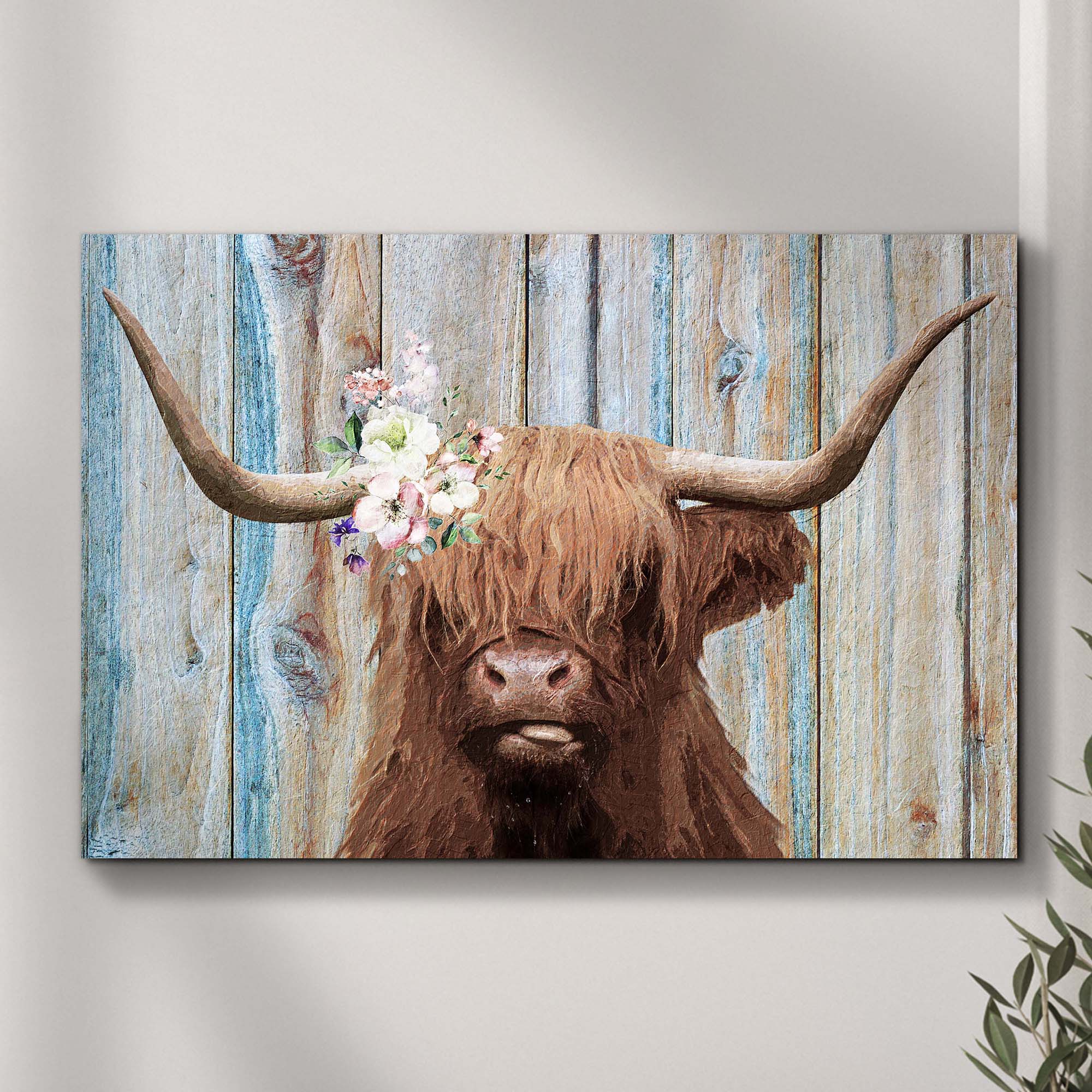 Highland Cow Rustic Canvas Wall Art