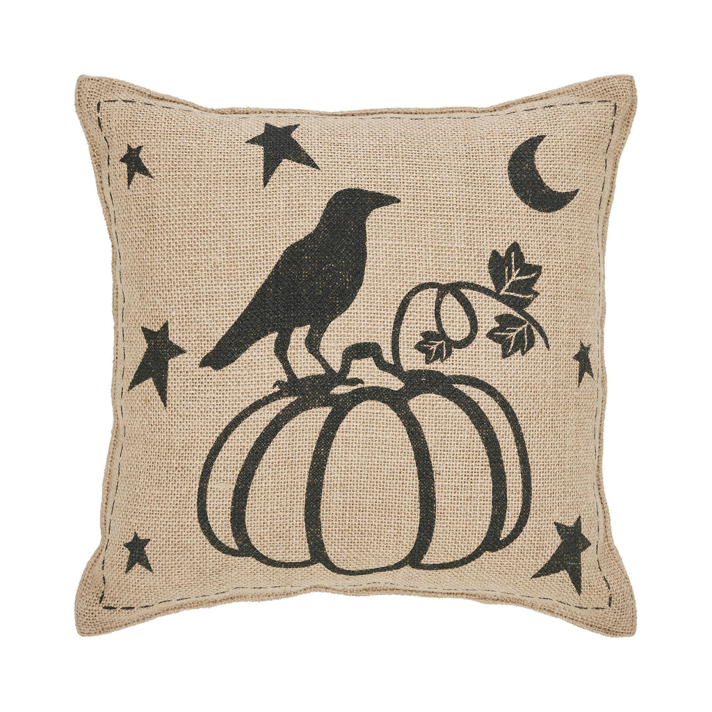 Midnight Harvest Raven & Pumpkin Gothic Fall Throw Pillow | Gothic Fall Decor