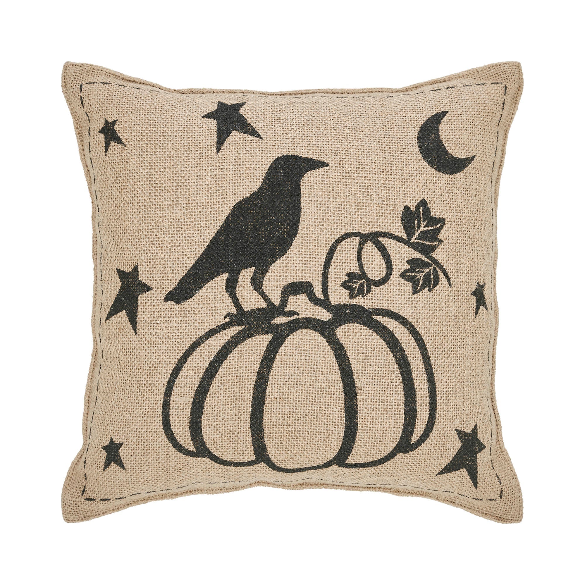 Midnight Harvest Raven & Pumpkin Gothic Fall Throw Pillow | Gothic Fall Decor