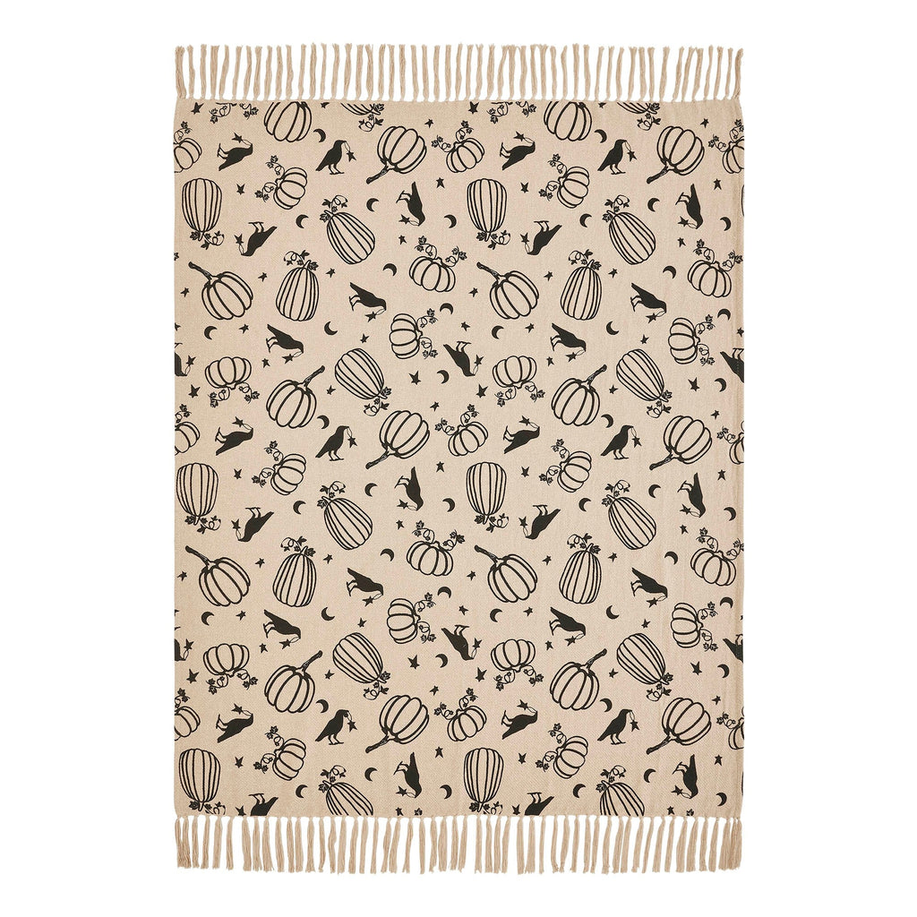 Midnight Harvest Pumpkin & Raven Woven Throw Blanket