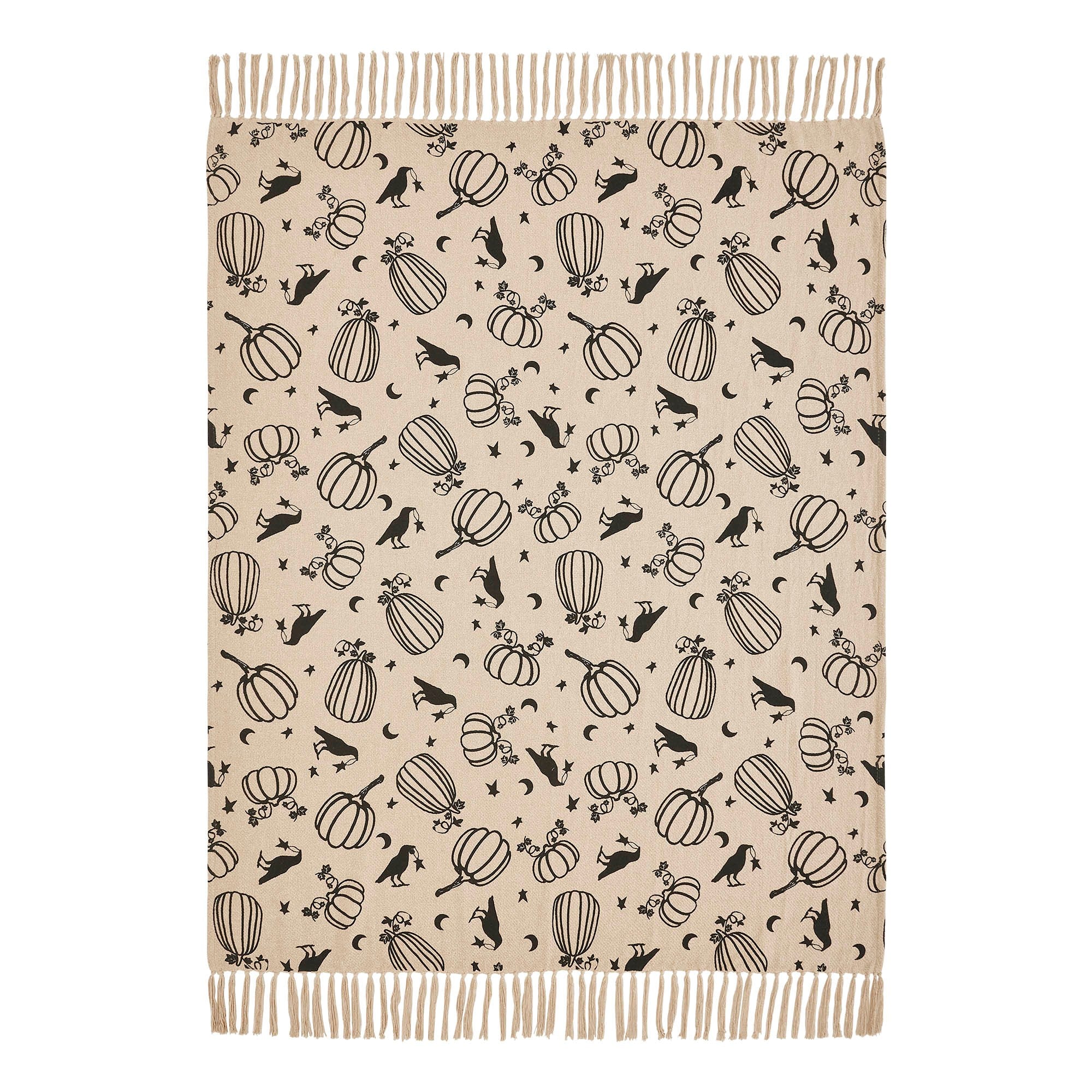 Midnight Harvest Pumpkin & Raven Woven Throw Blanket