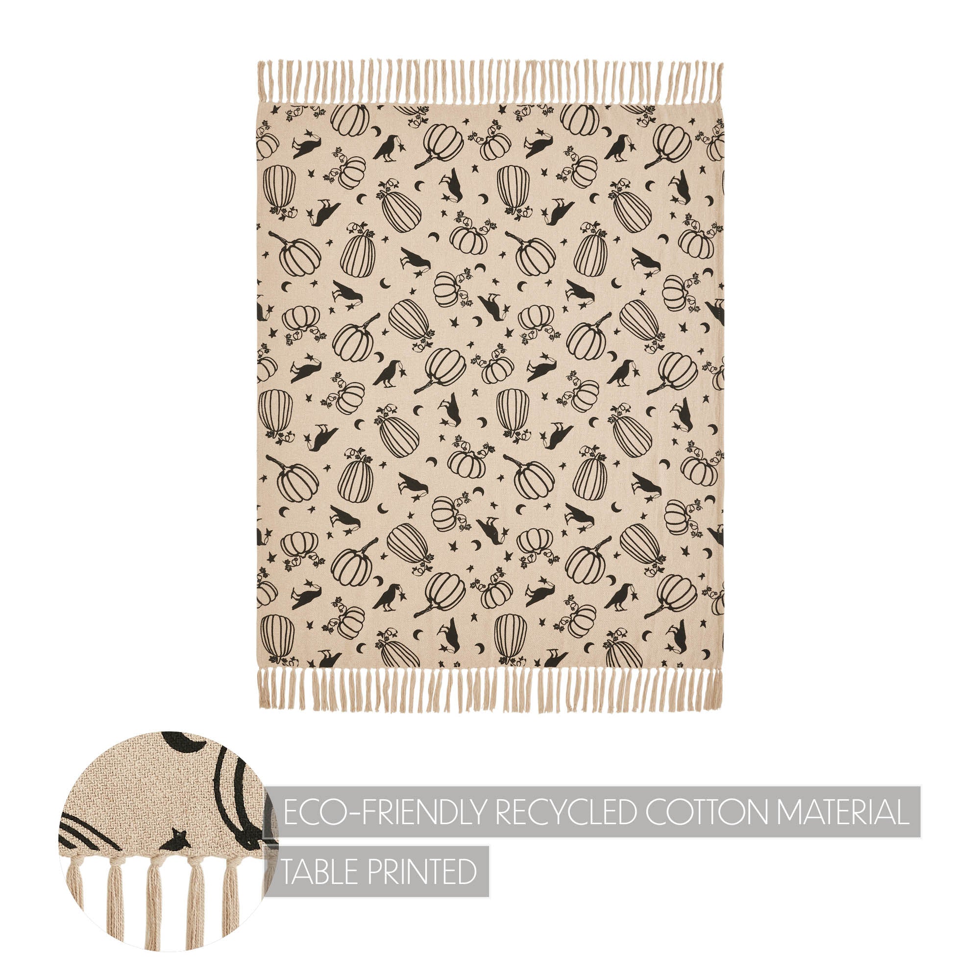 Midnight Harvest Pumpkin & Raven Woven Throw Blanket